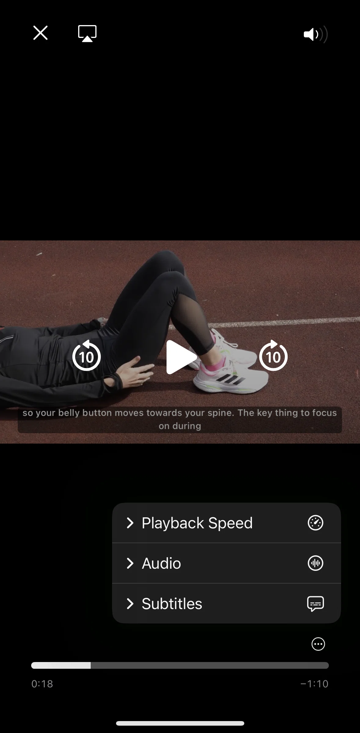 Runna Screen screen in the Disabling subtitle flow