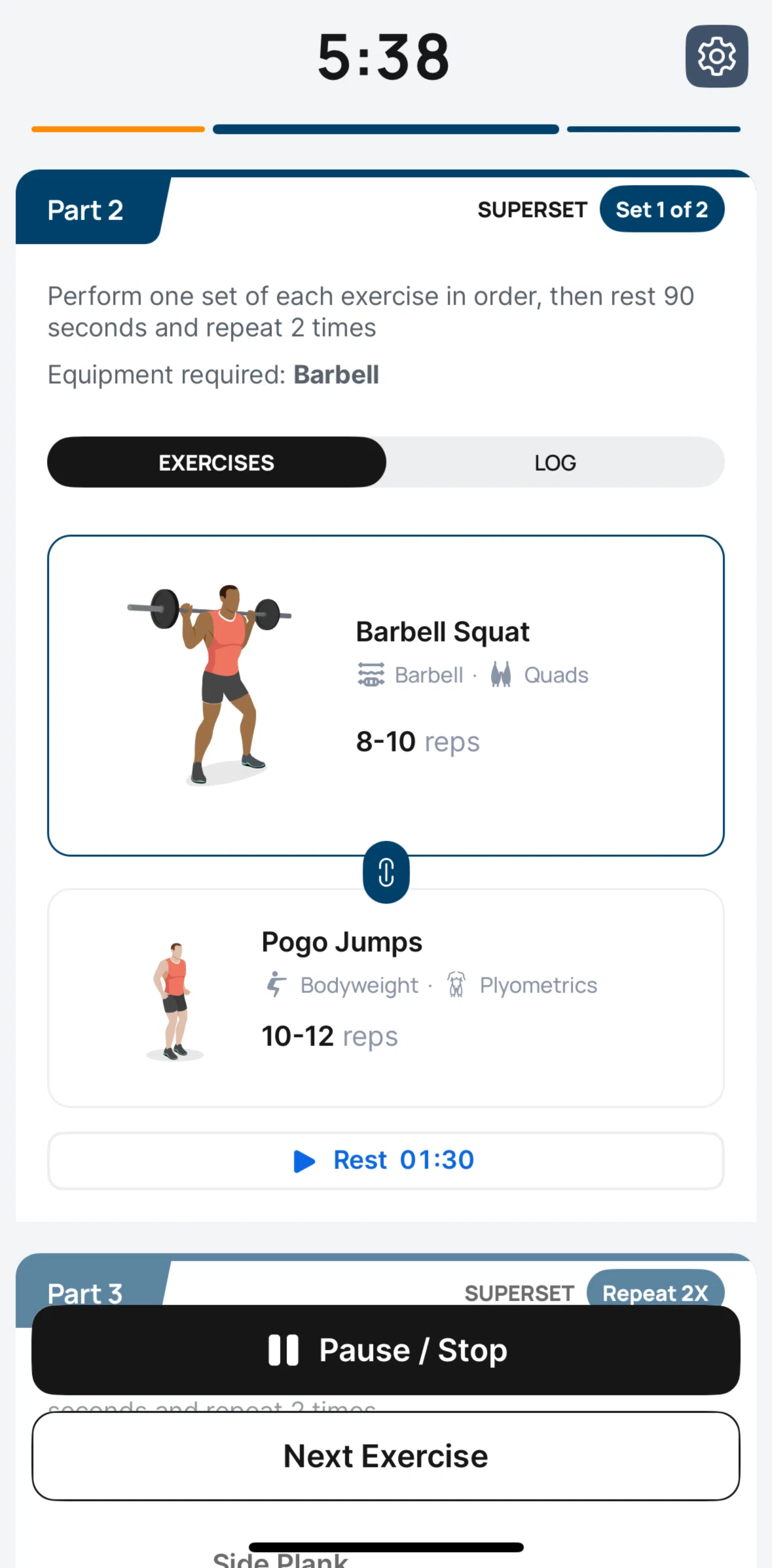 Runna Screen screen in the Exercise description (strength) flow