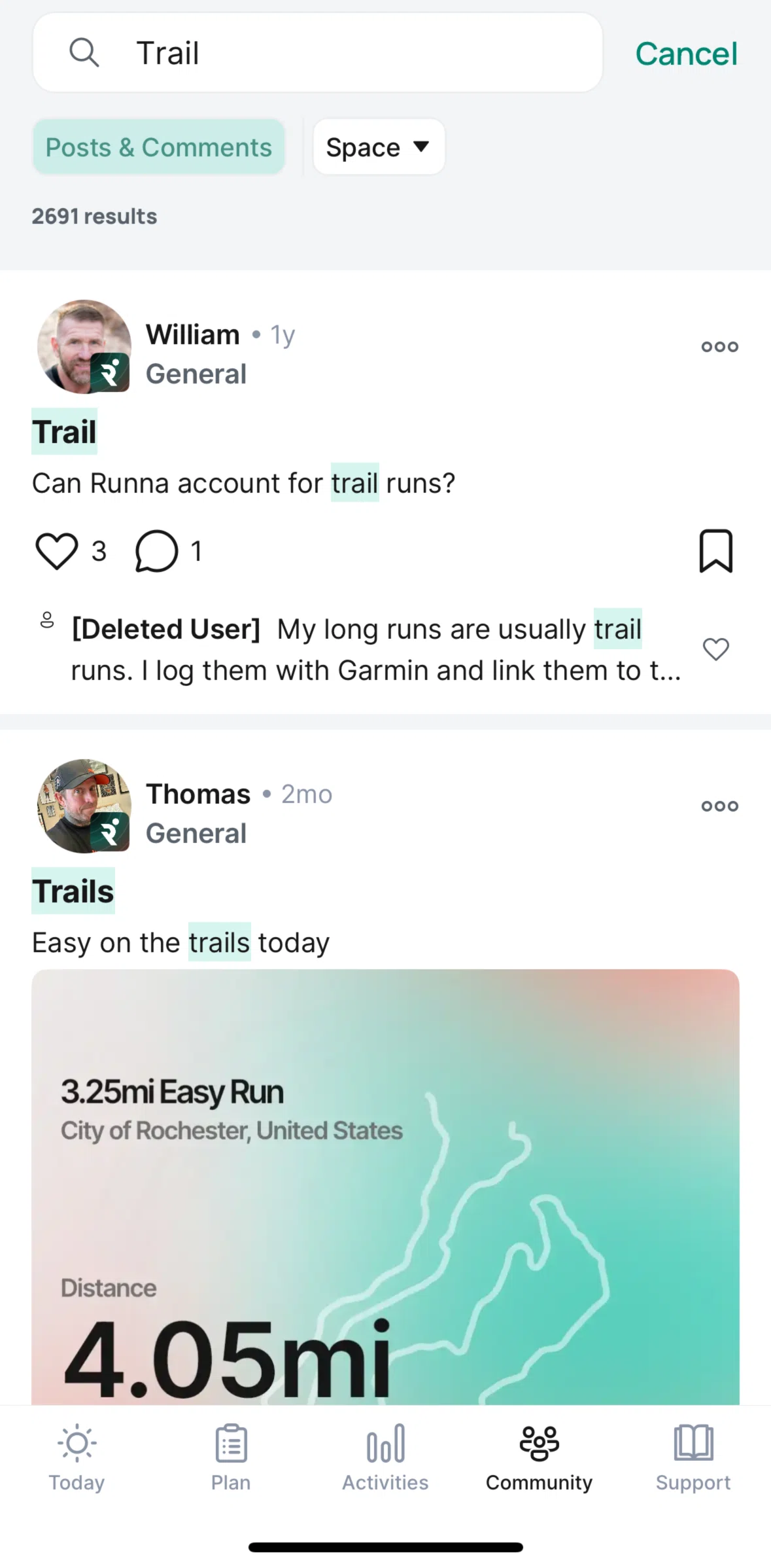 Runna Screen screen in the Filtering posts flow