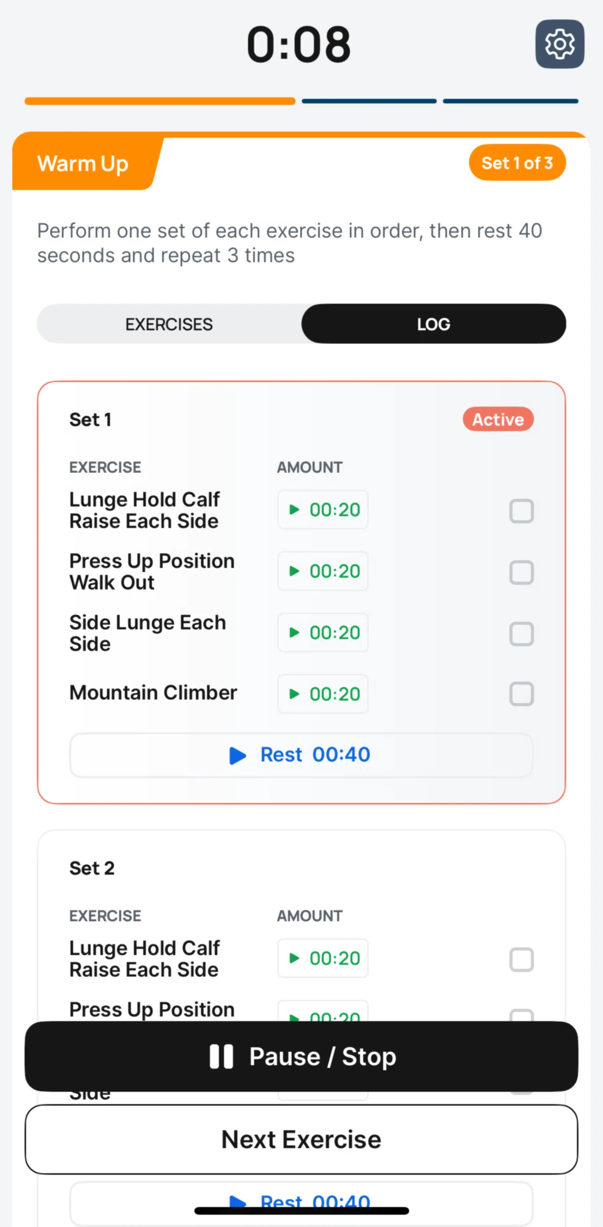 Runna Screen screen in the Logging an exercise flow