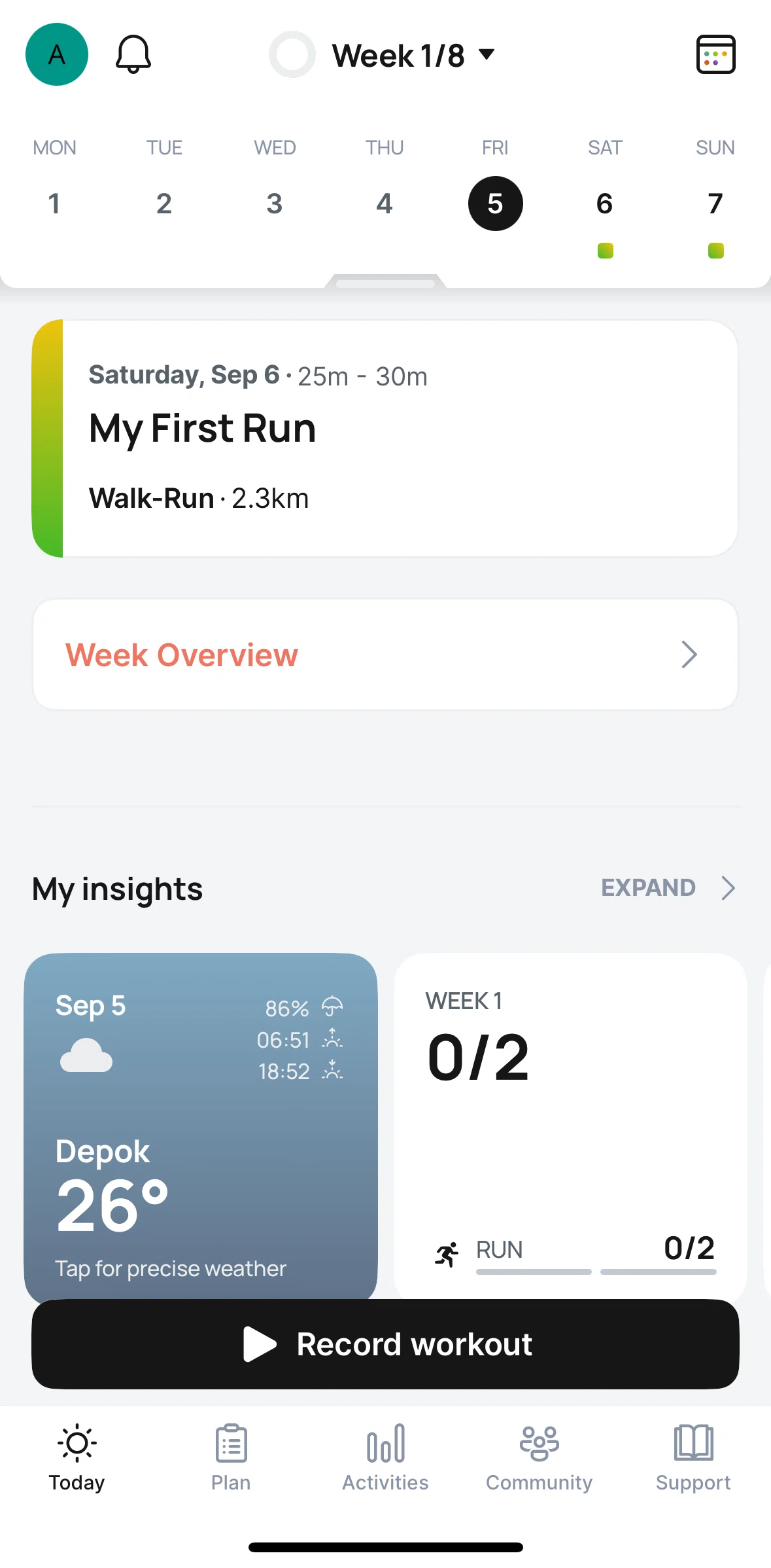 Runna Screen screen in the Plan overview flow