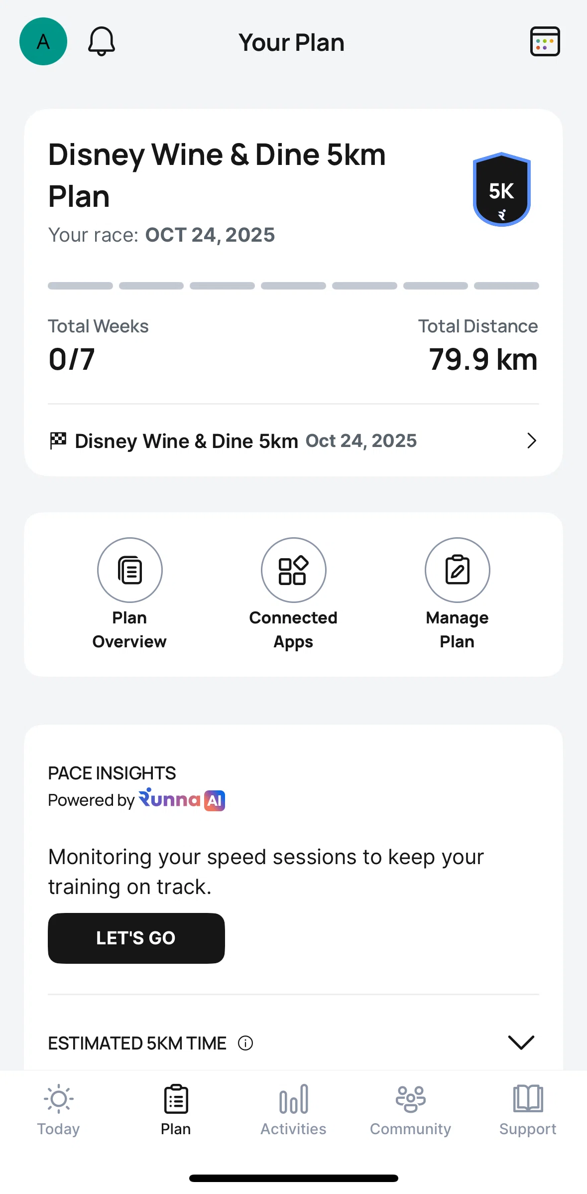 Runna Screen screen in the Reporting a problem flow