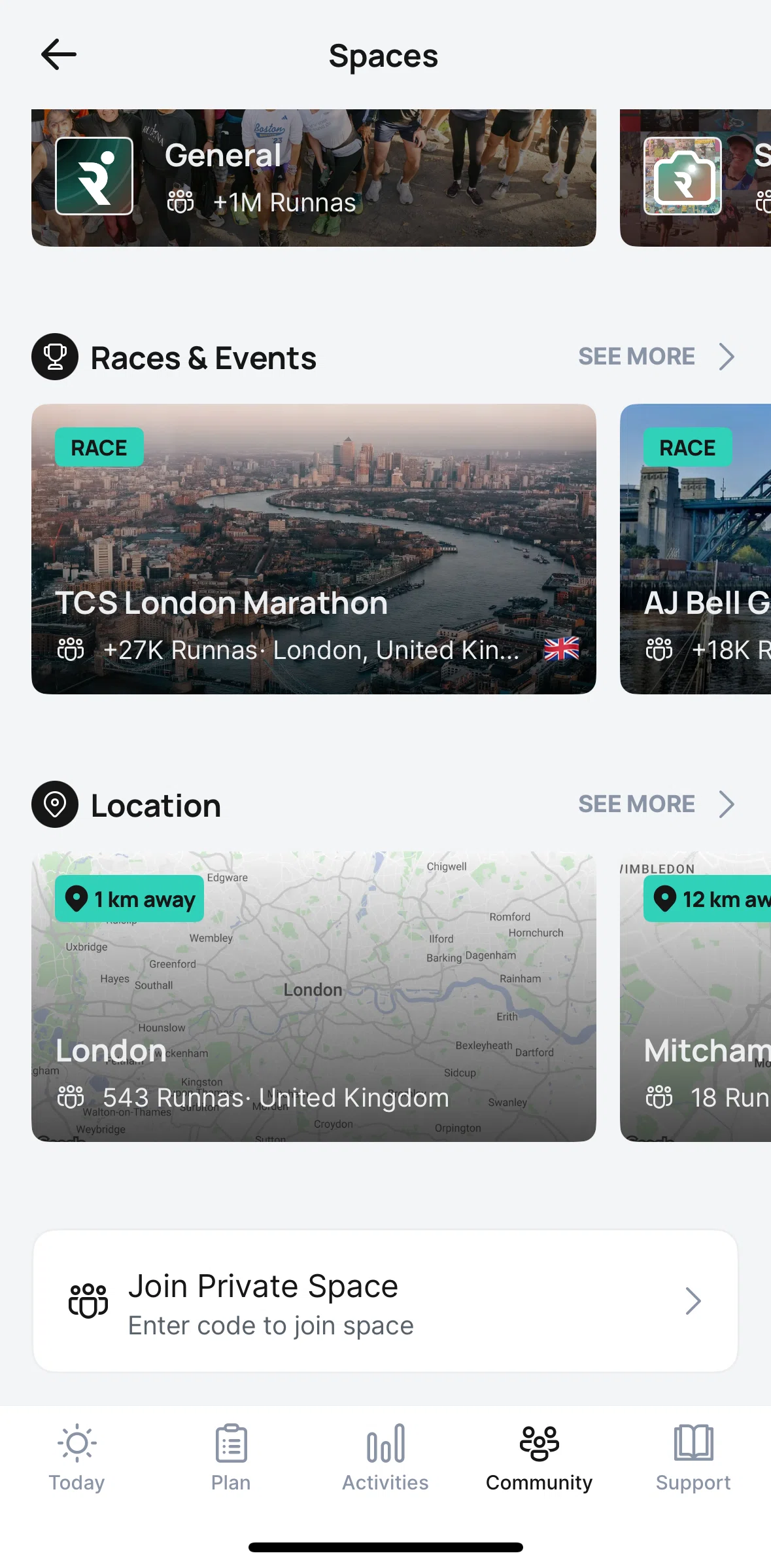 Runna Screen screen in the Searching spaces flow