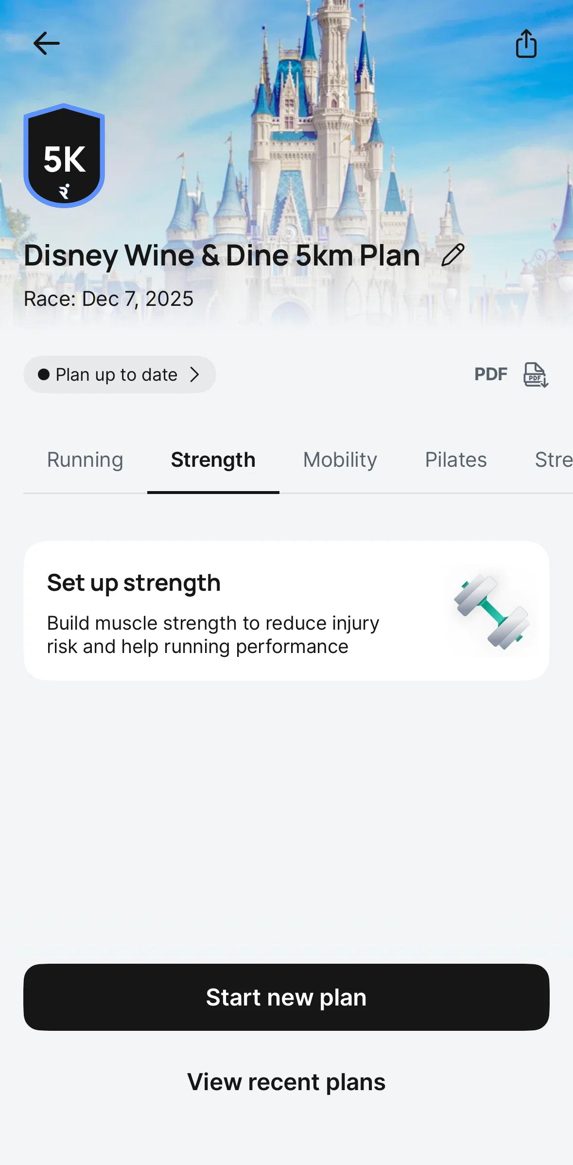 Runna Screen screen in the Setting up strength workouts flow