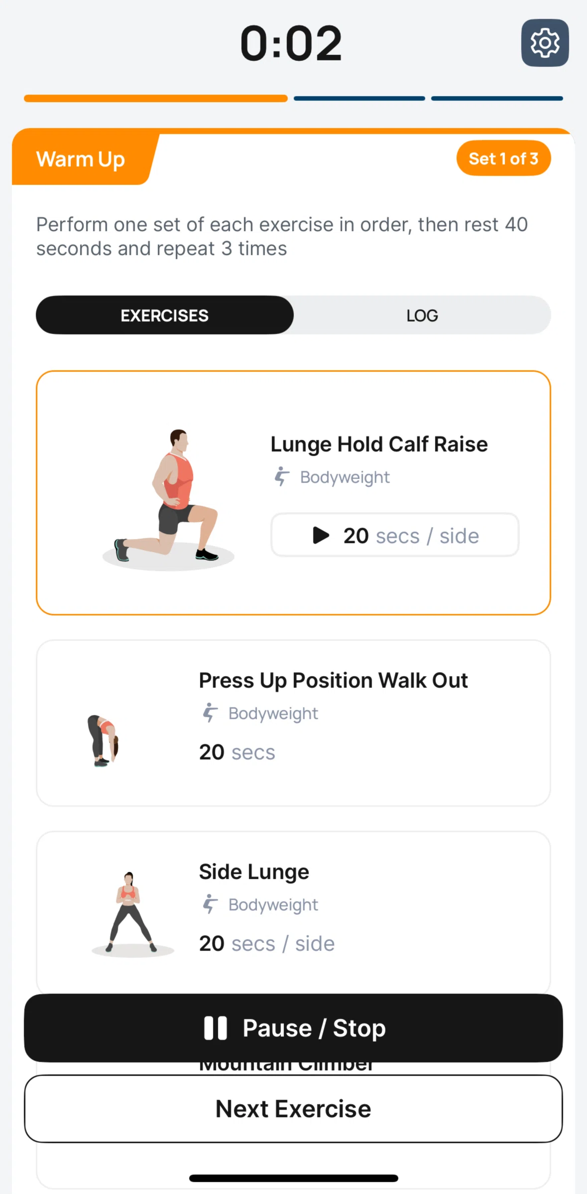 Runna Screen screen in the Starting an exercise flow