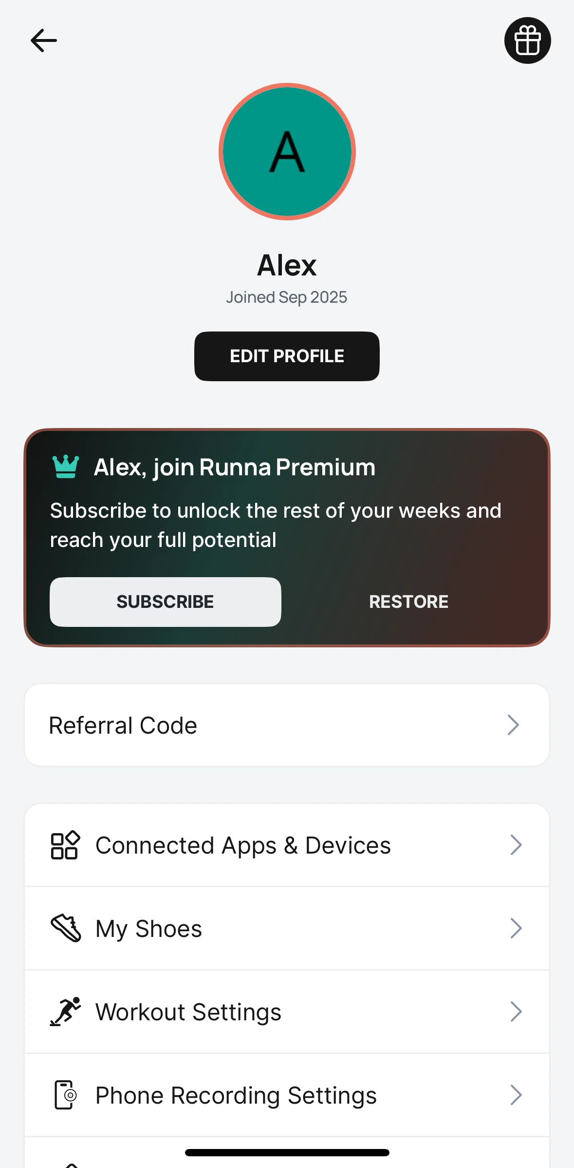 Runna Screen screen in the Subscribing to Runna Premium flow