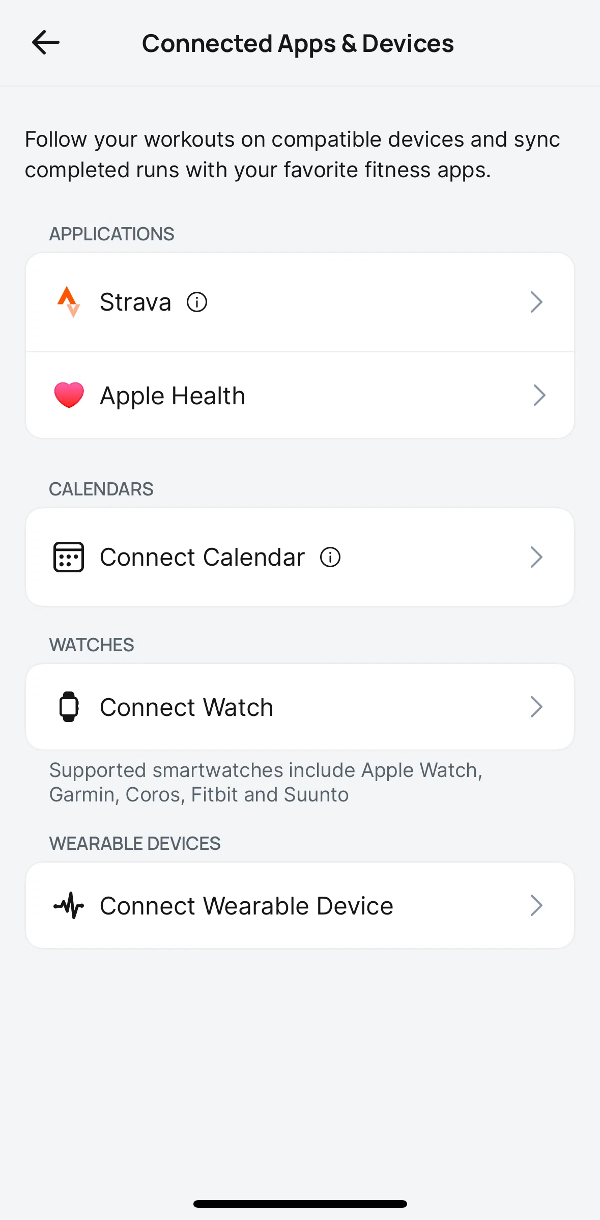 Runna Screen screen in the Sync with Outlook calendar flow