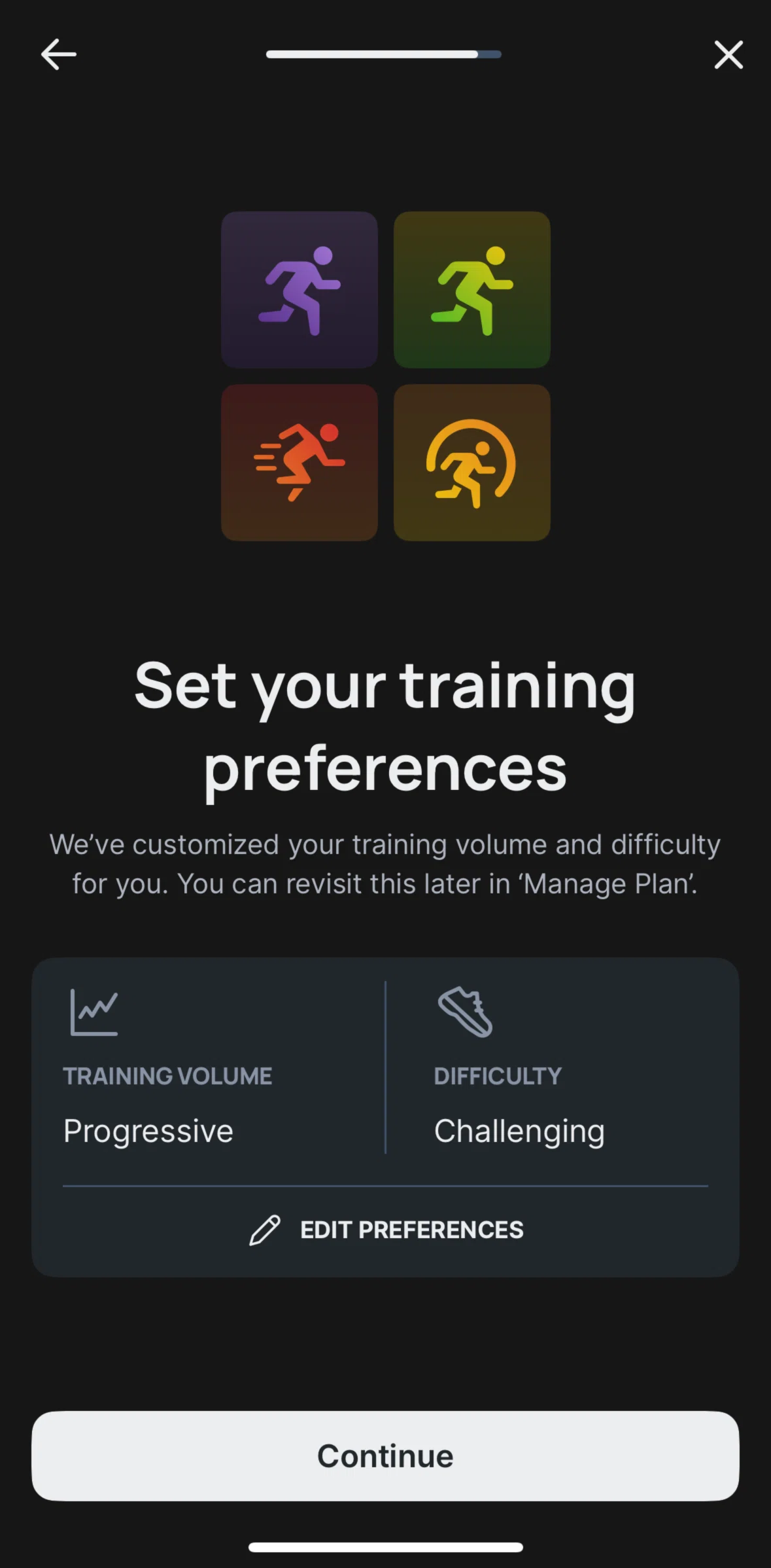 Runna Screen screen in the Training preferences flow