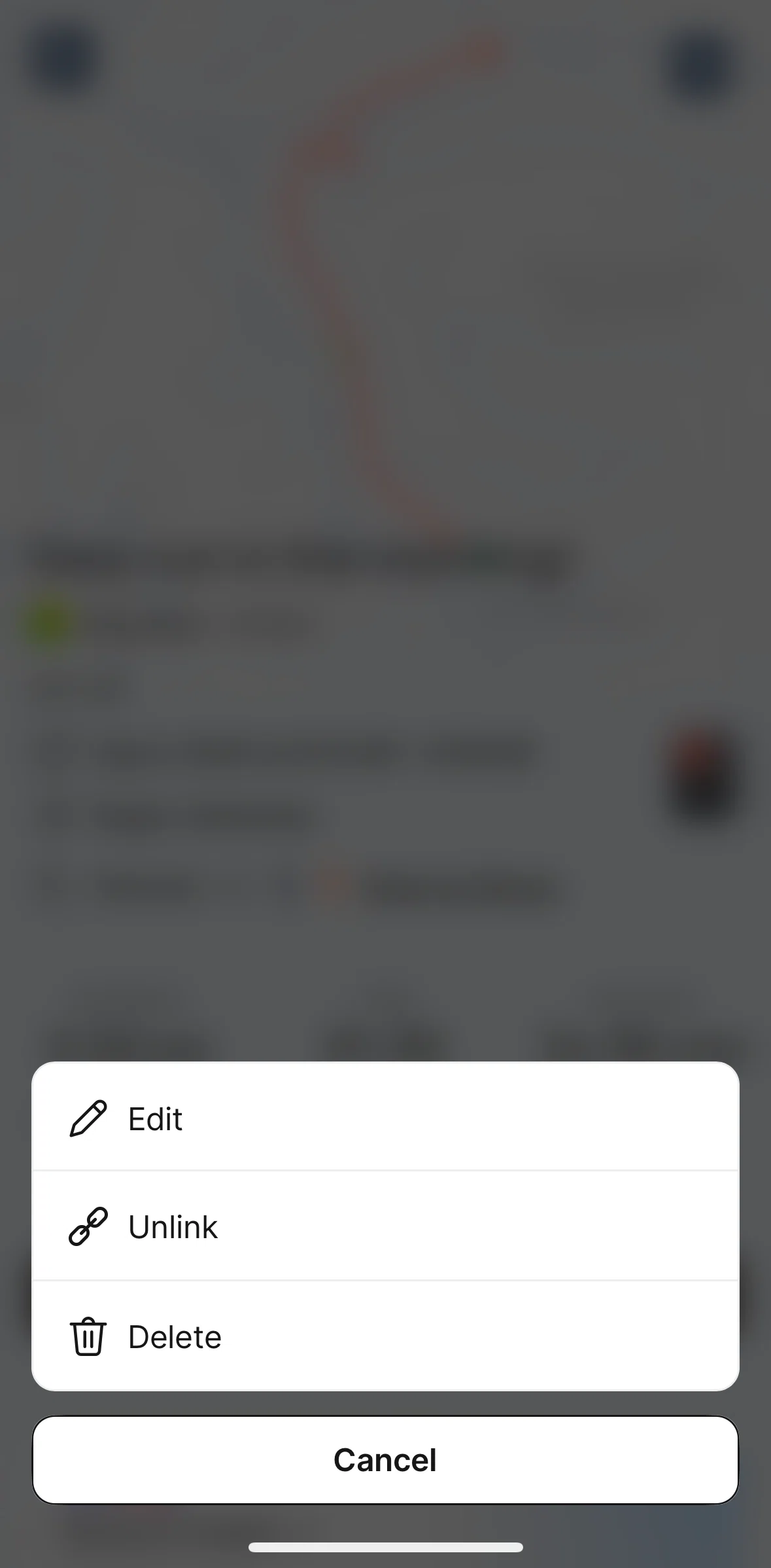 Runna Screen screen in the Unlinking an activity flow