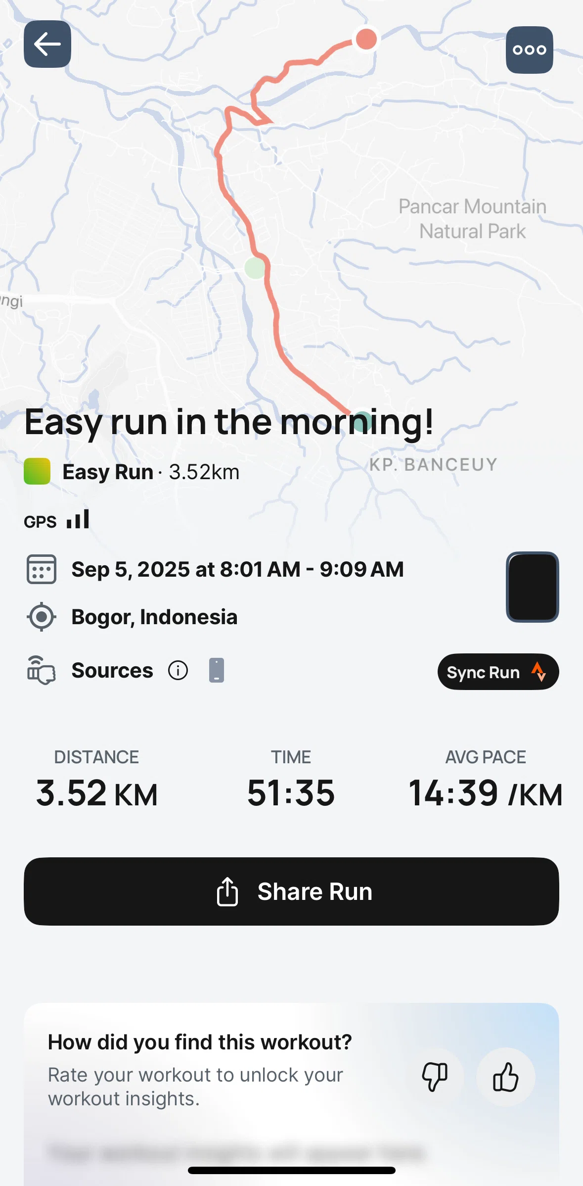 Runna Screen screen in the Workout highlight flow