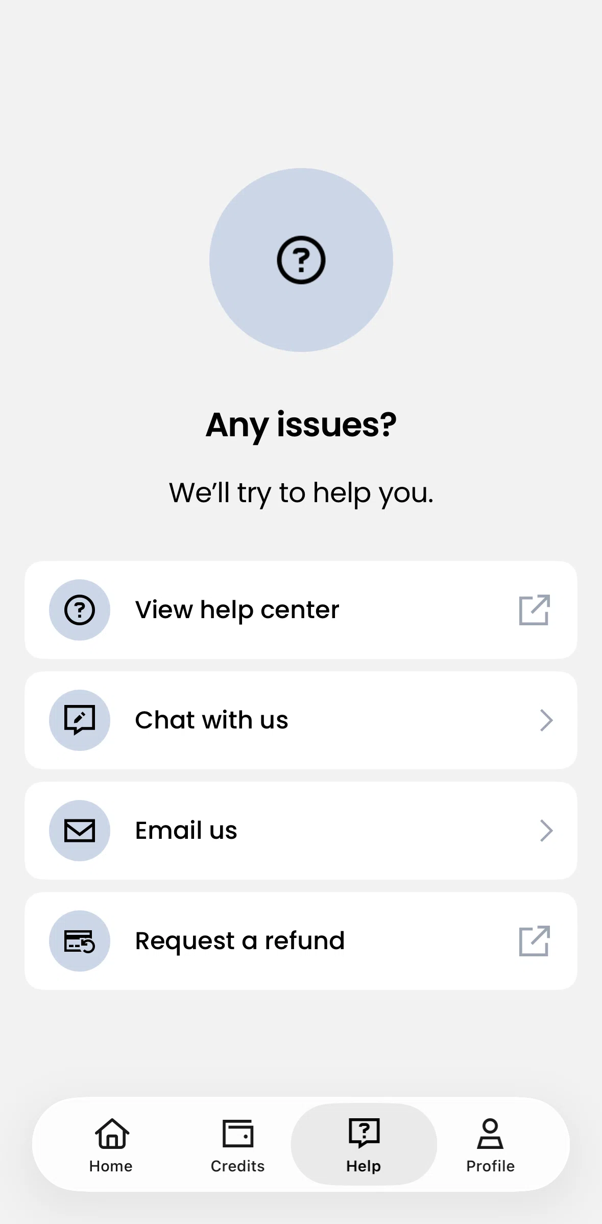 Saily Screen screen in the Chatting with customer support flow
