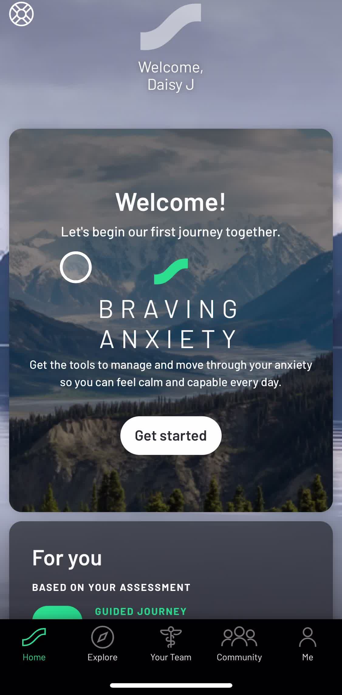 Sanvello Home screen in the Meditation flow