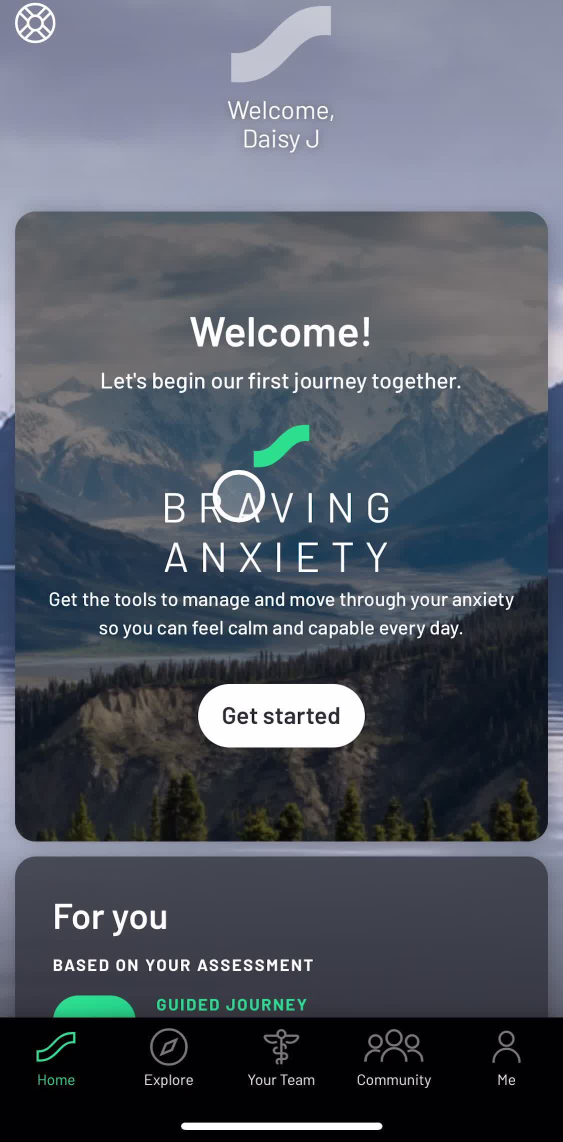 Sanvello Home screen in the Setting Goals flow