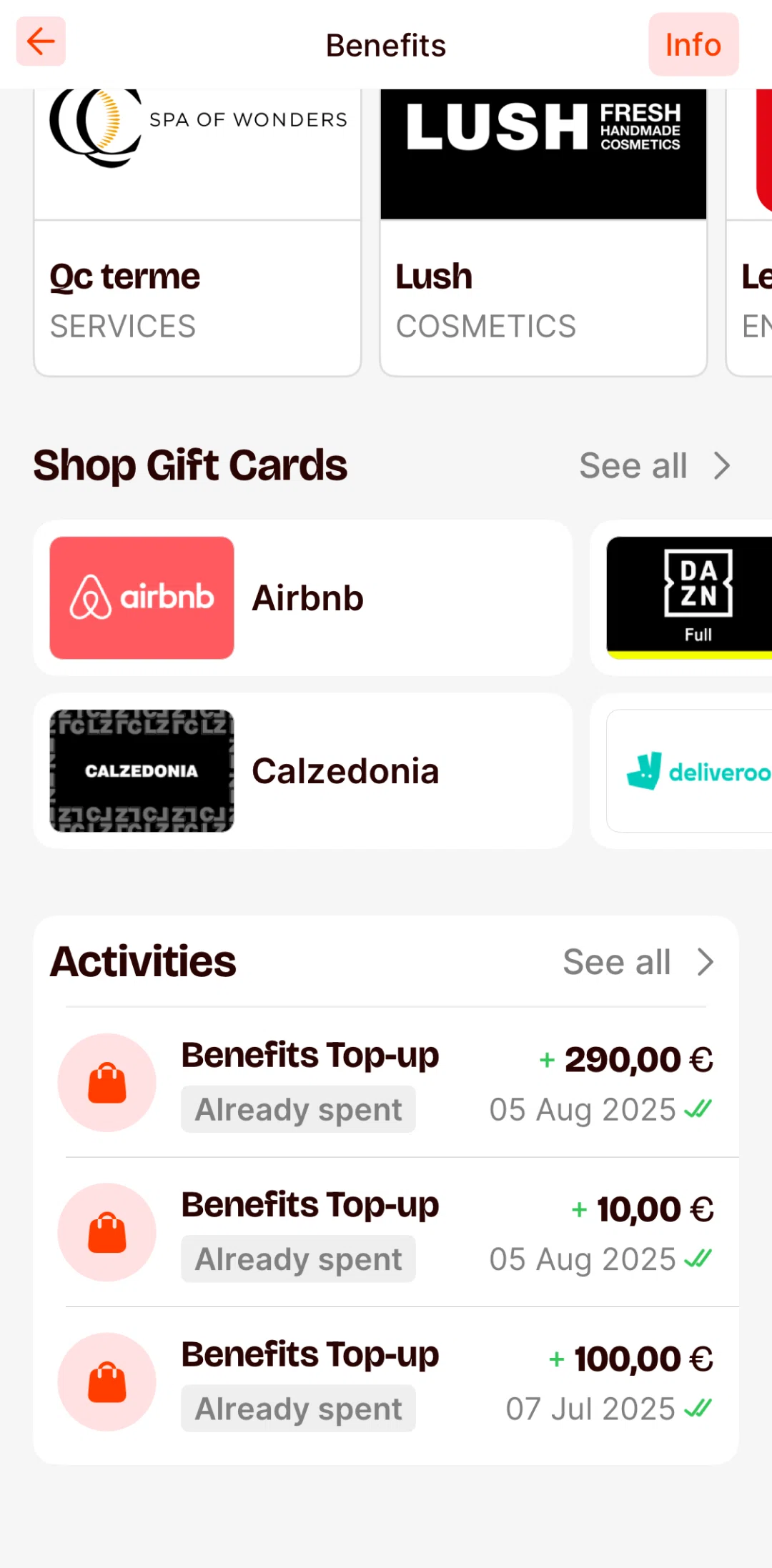 Satispay Screen screen in the Activities (Benefits) flow