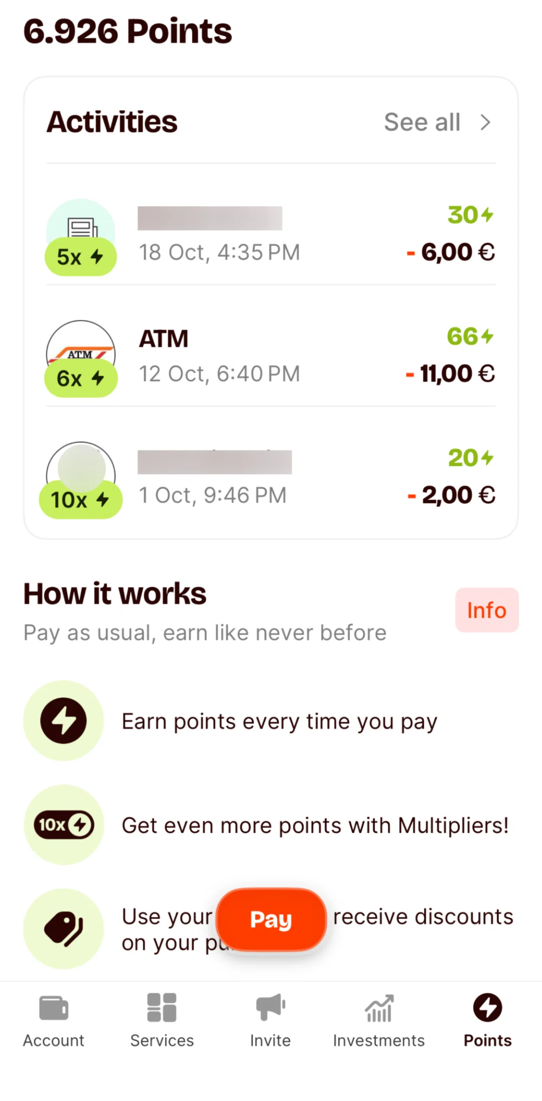 Satispay Screen screen in the Activities flow