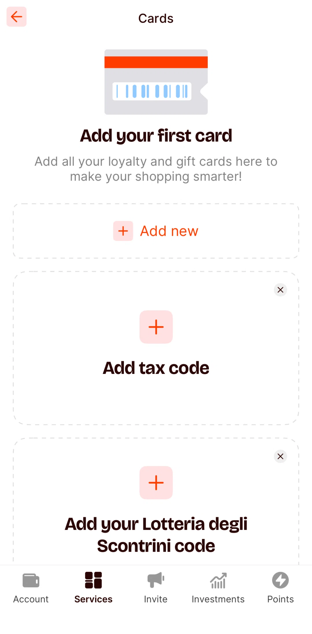 Satispay Screen screen in the Adding a new card flow