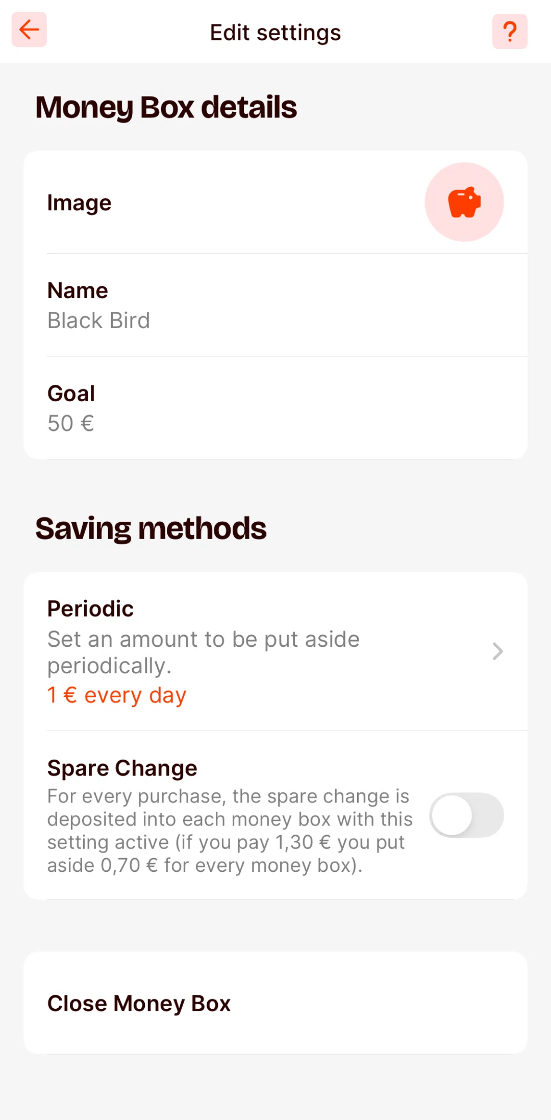 Satispay Screen screen in the Changing savings image flow