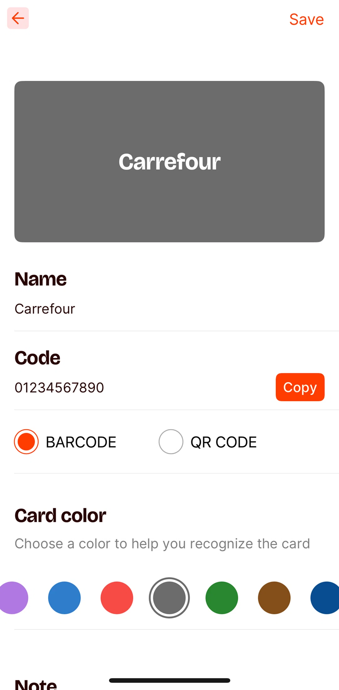 Satispay Screen screen in the Copying card code flow