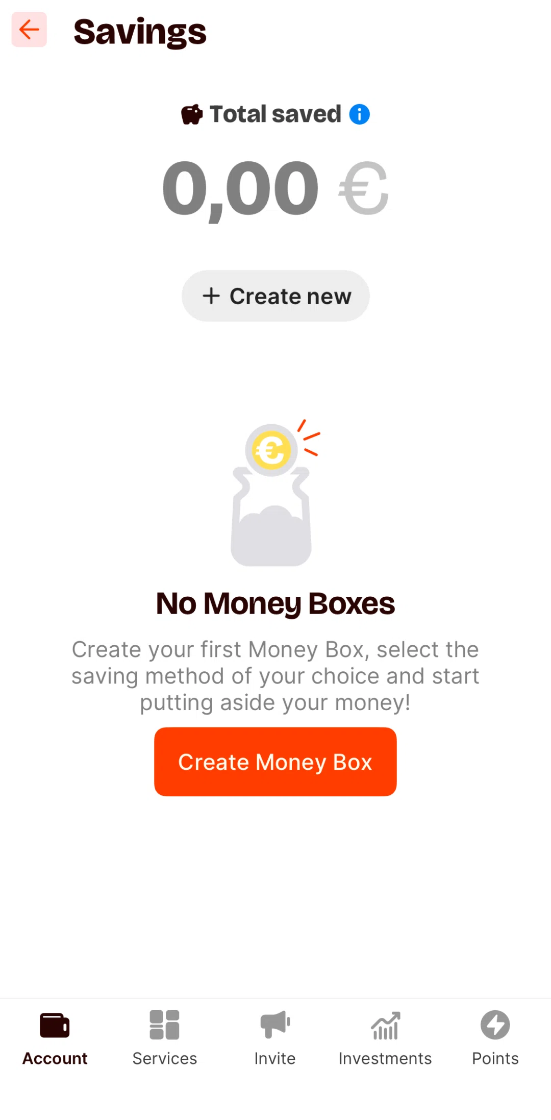 Satispay Screen screen in the Creating a savings flow