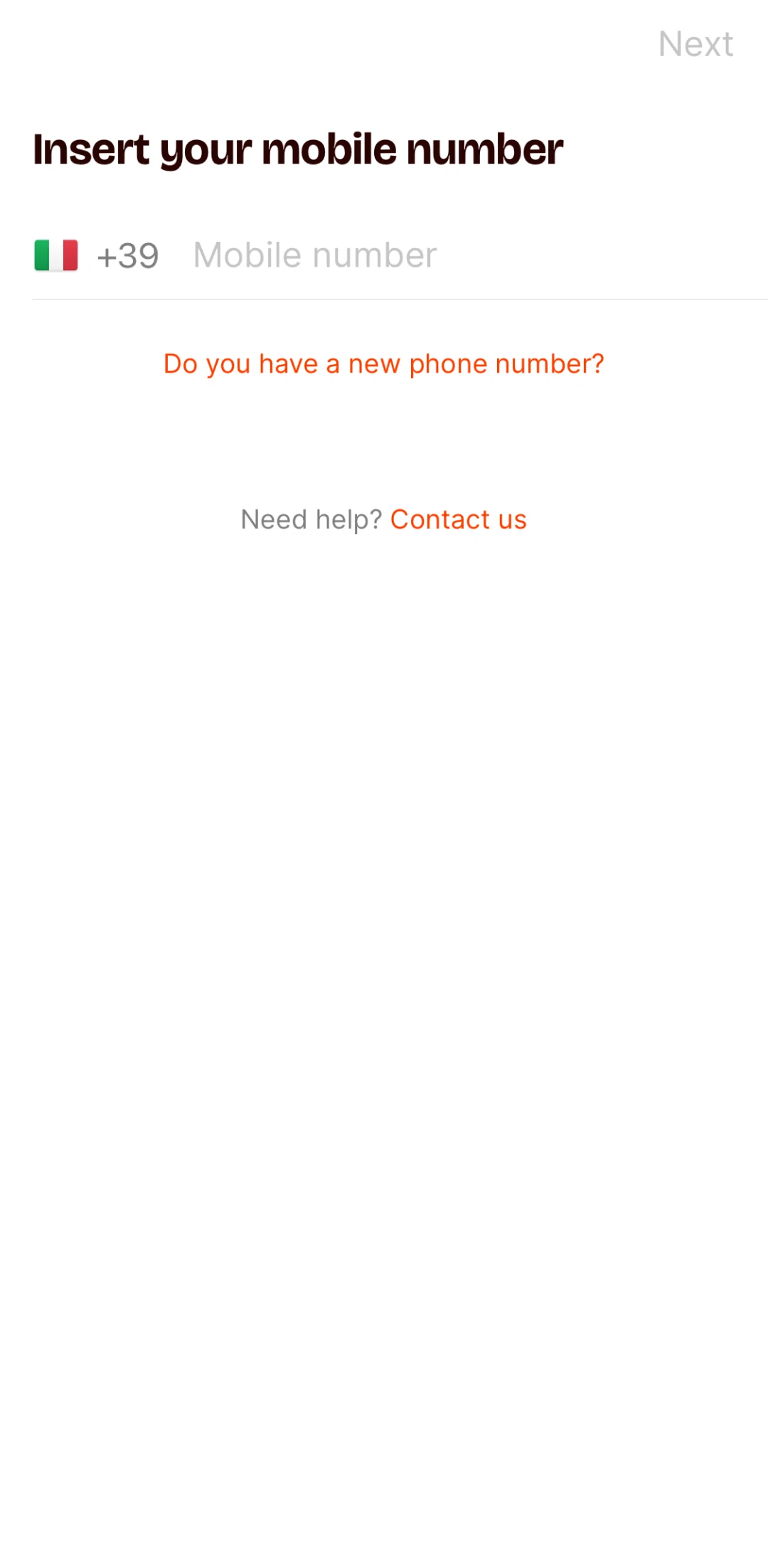 Satispay Screen screen in the Logging in flow
