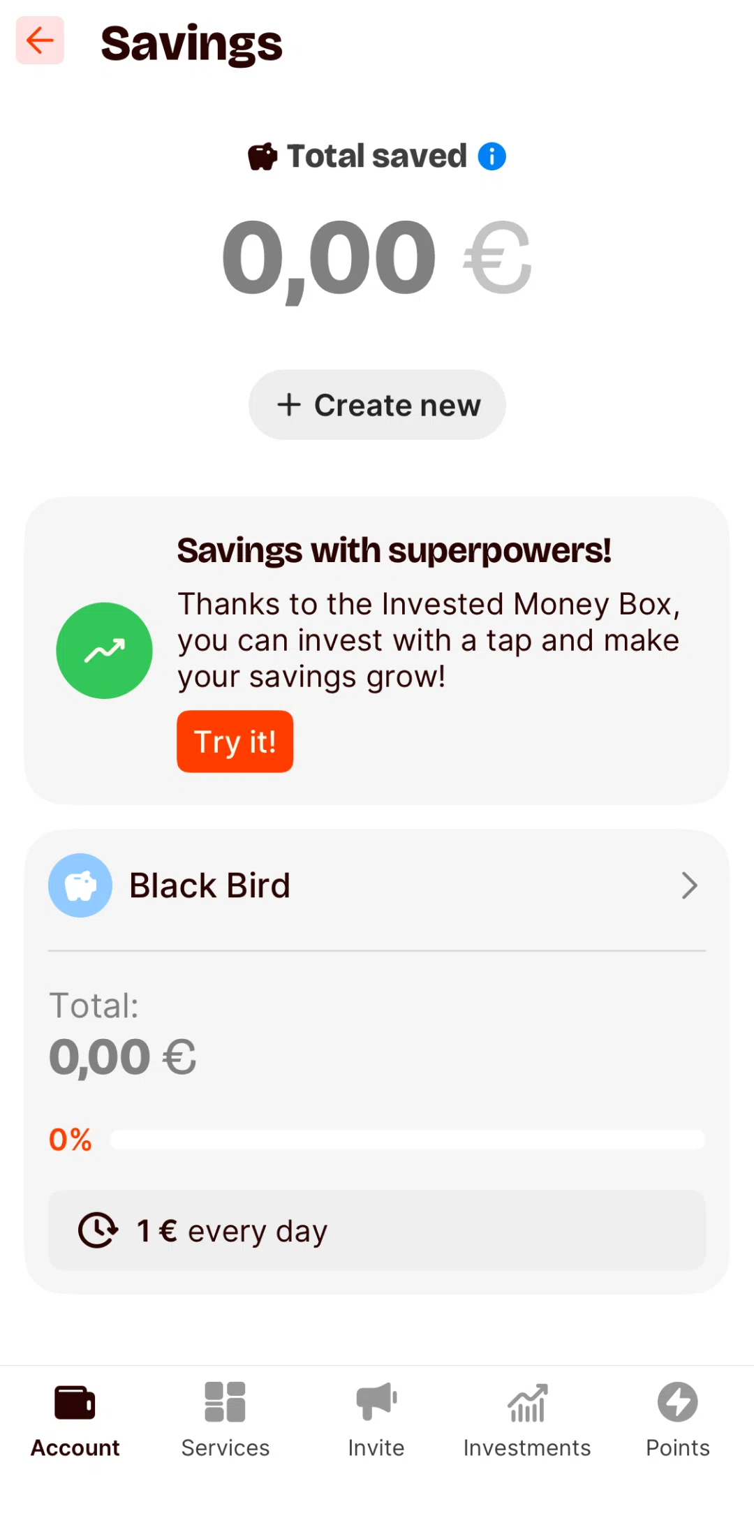 Satispay Screen screen in the Savings detail flow