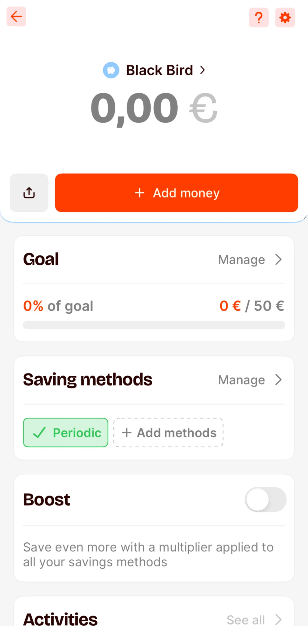 Satispay Screen screen in the Savings settings flow