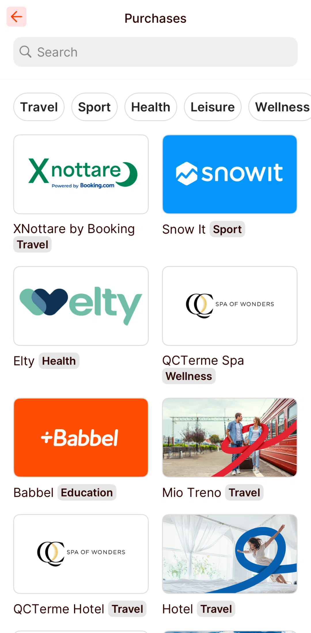 Satispay Screen screen in the Searching purchases flow