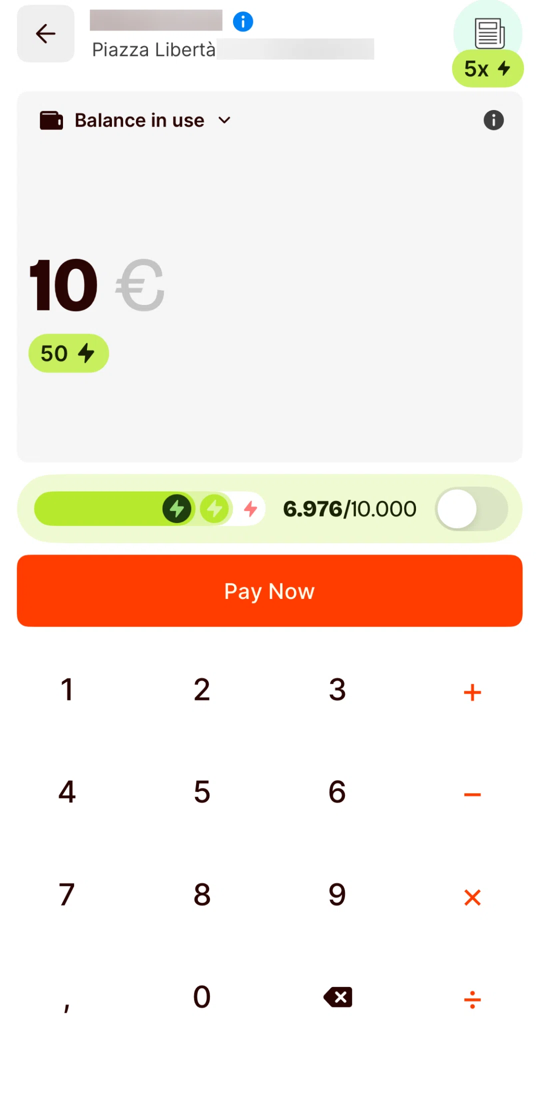 Satispay Screen screen in the Switch payment method flow