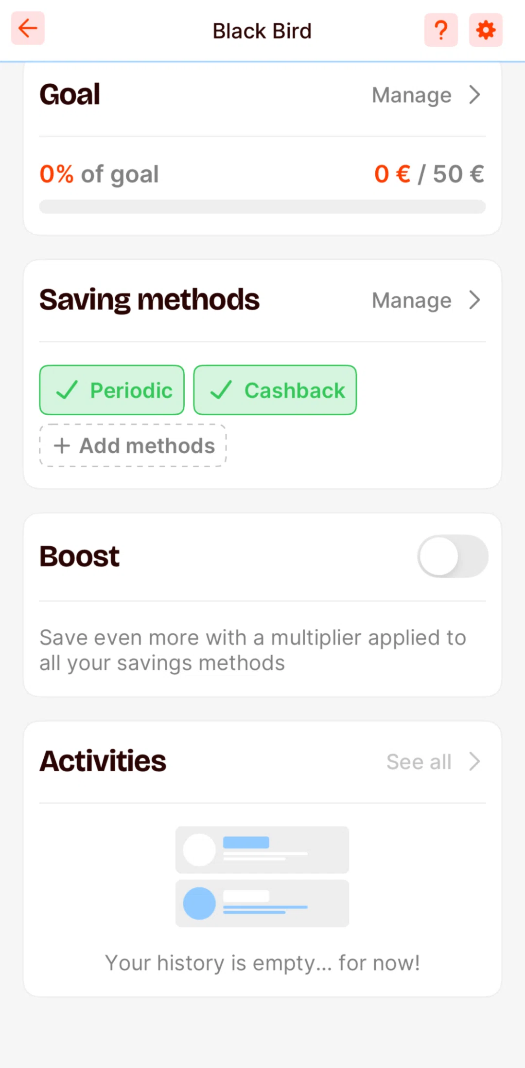 Satispay Screen screen in the Turning on boost flow