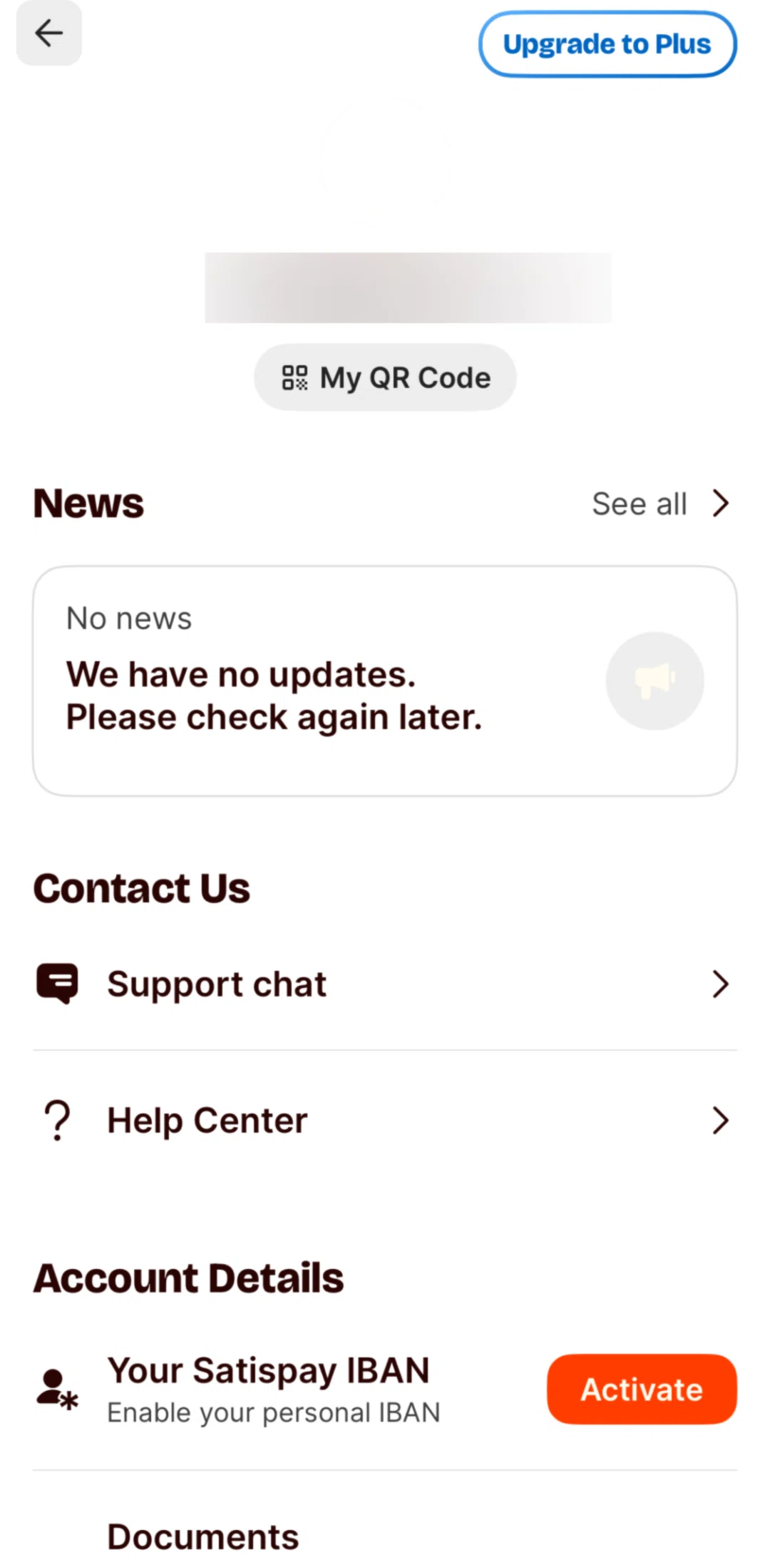 Satispay Screen screen in the Upgrade to Plus flow