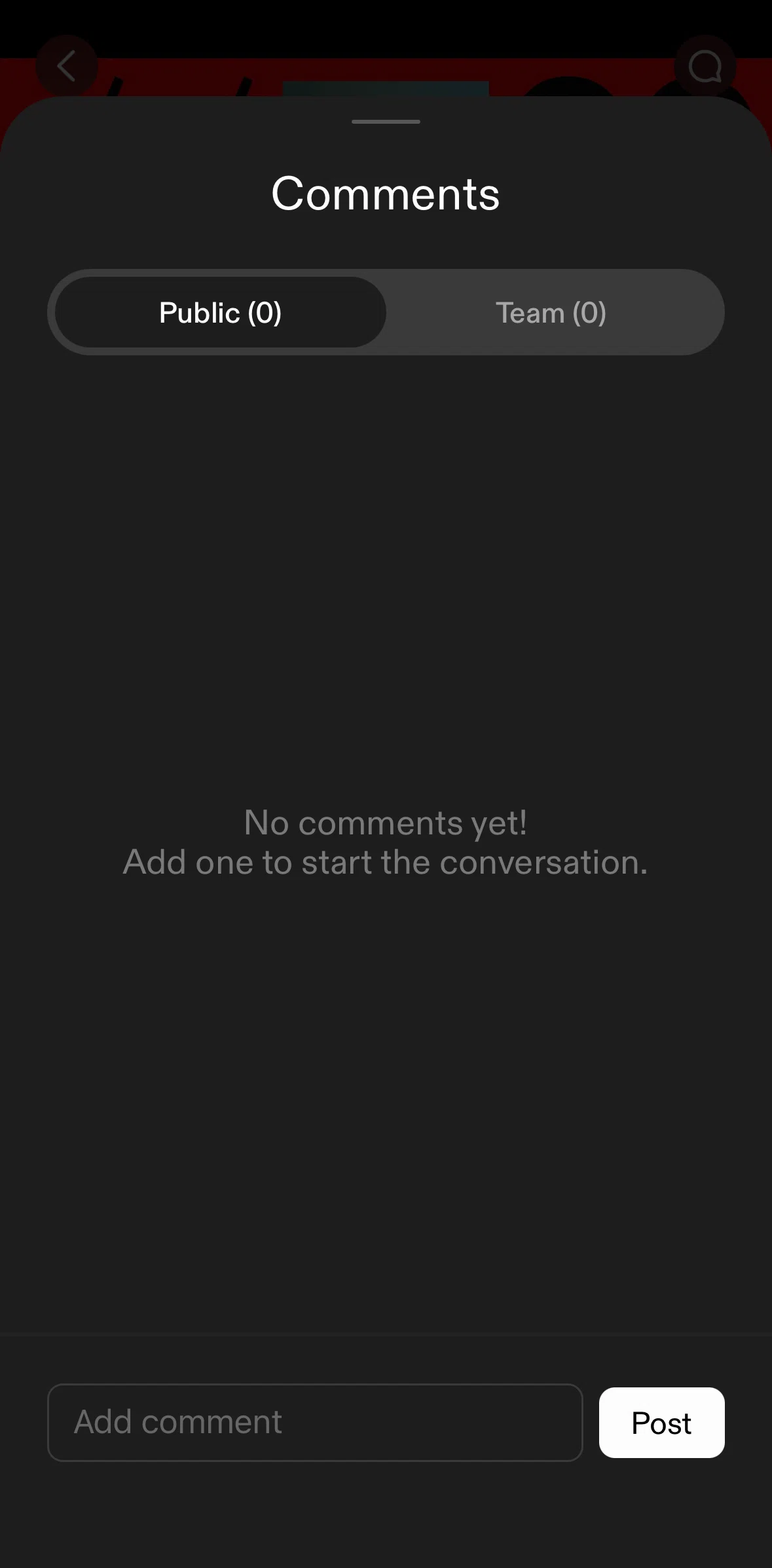 Savee Screen screen in the Commenting on an image flow