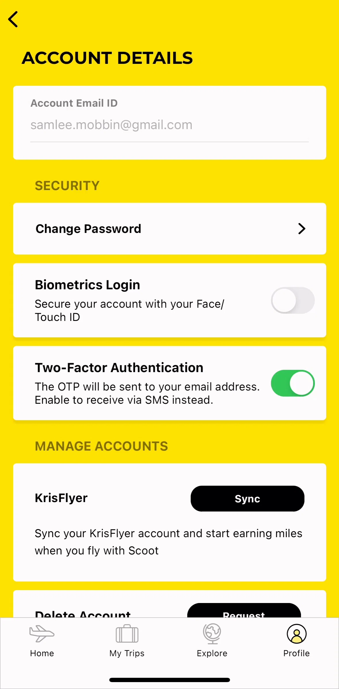 Scoot Screen screen in the Changing password flow