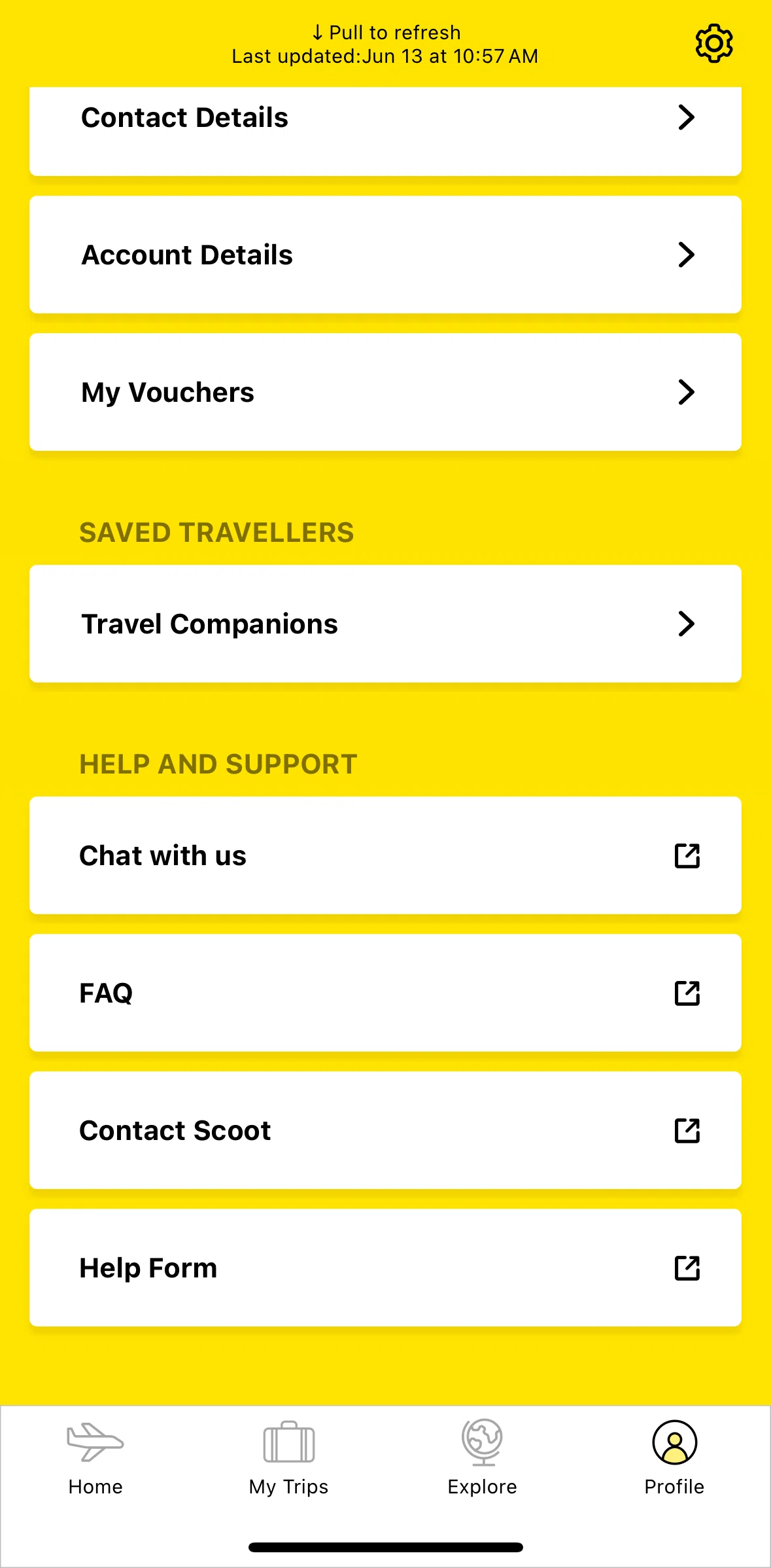 Scoot Screen screen in the FAQ flow