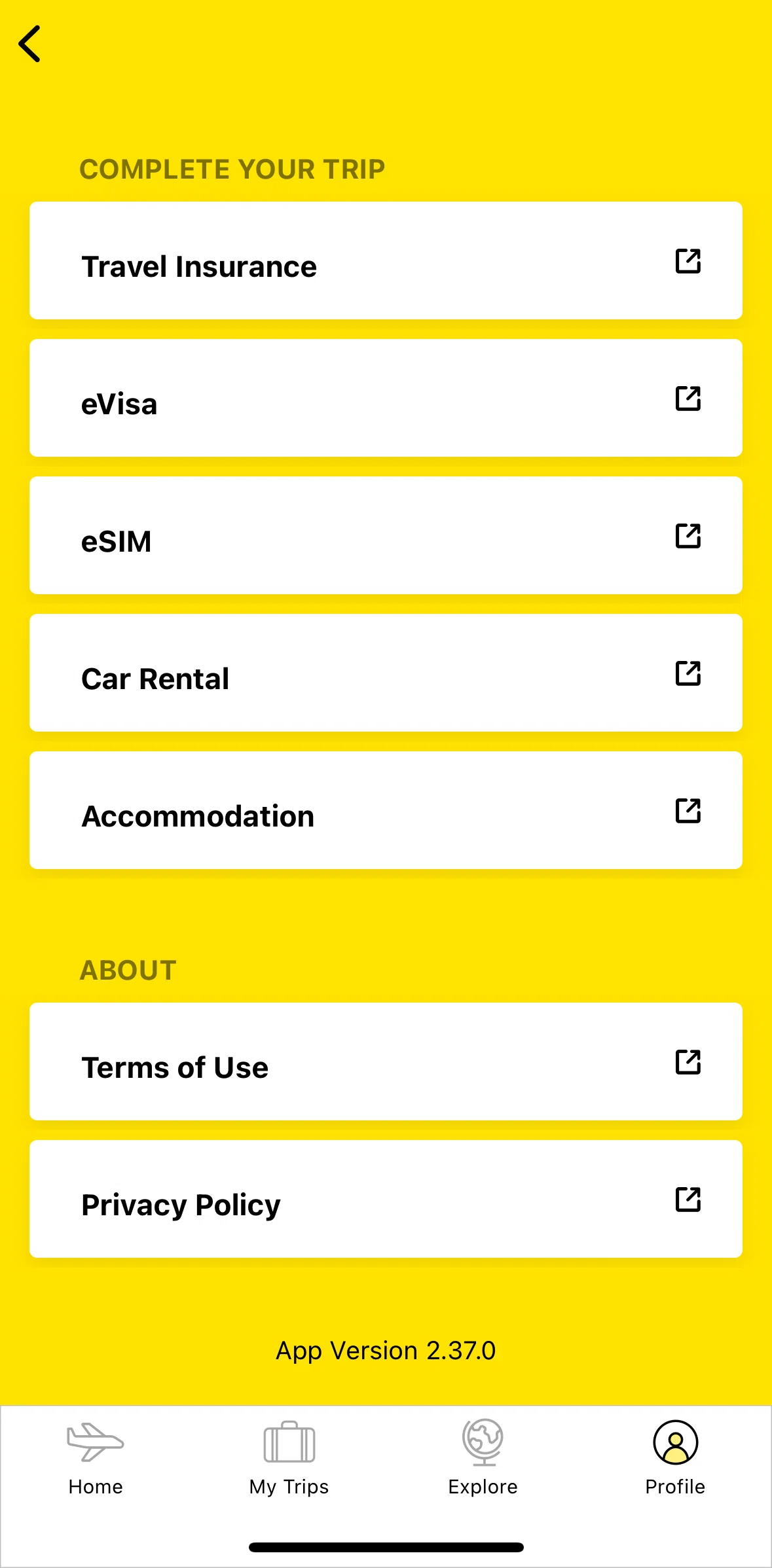Scoot Screen screen in the Privacy policy flow