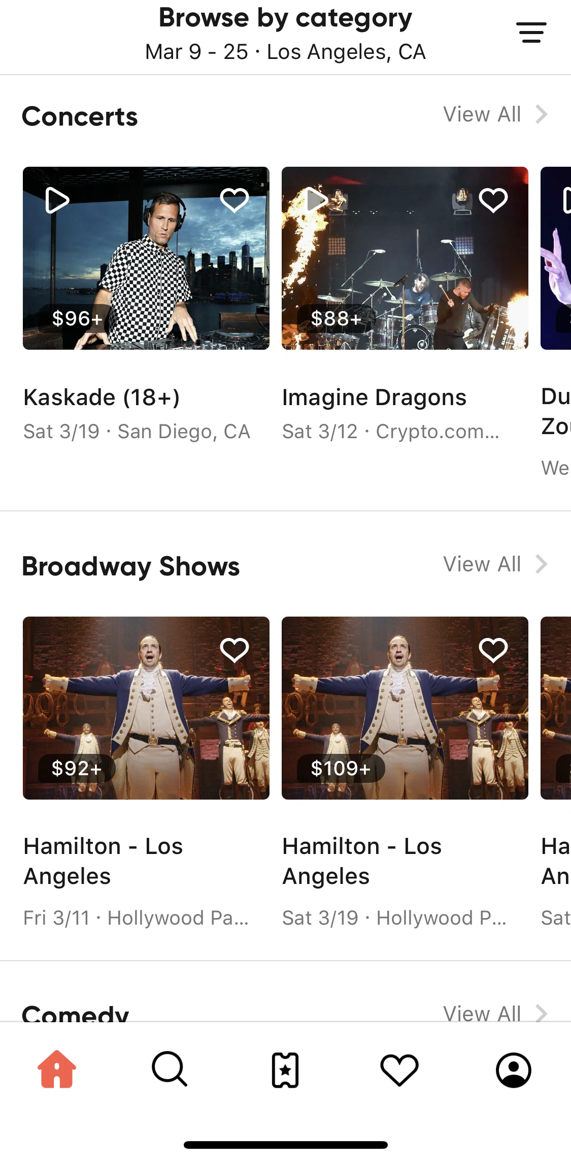 SeatGeek Screen screen in the Concert event detail (general admission) flow