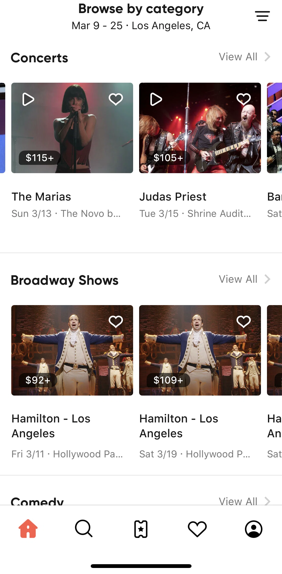 SeatGeek Screen screen in the Concert event detail flow