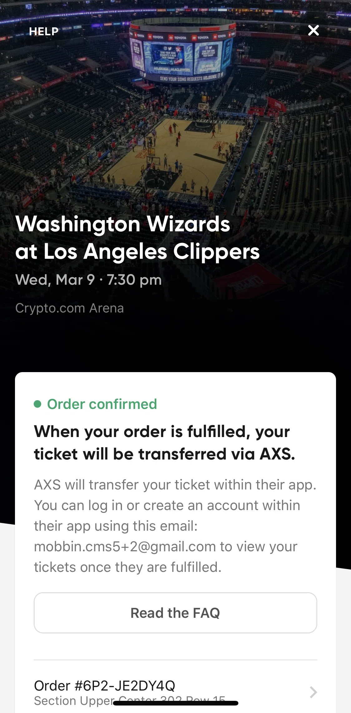 SeatGeek Screen screen in the FAQs flow