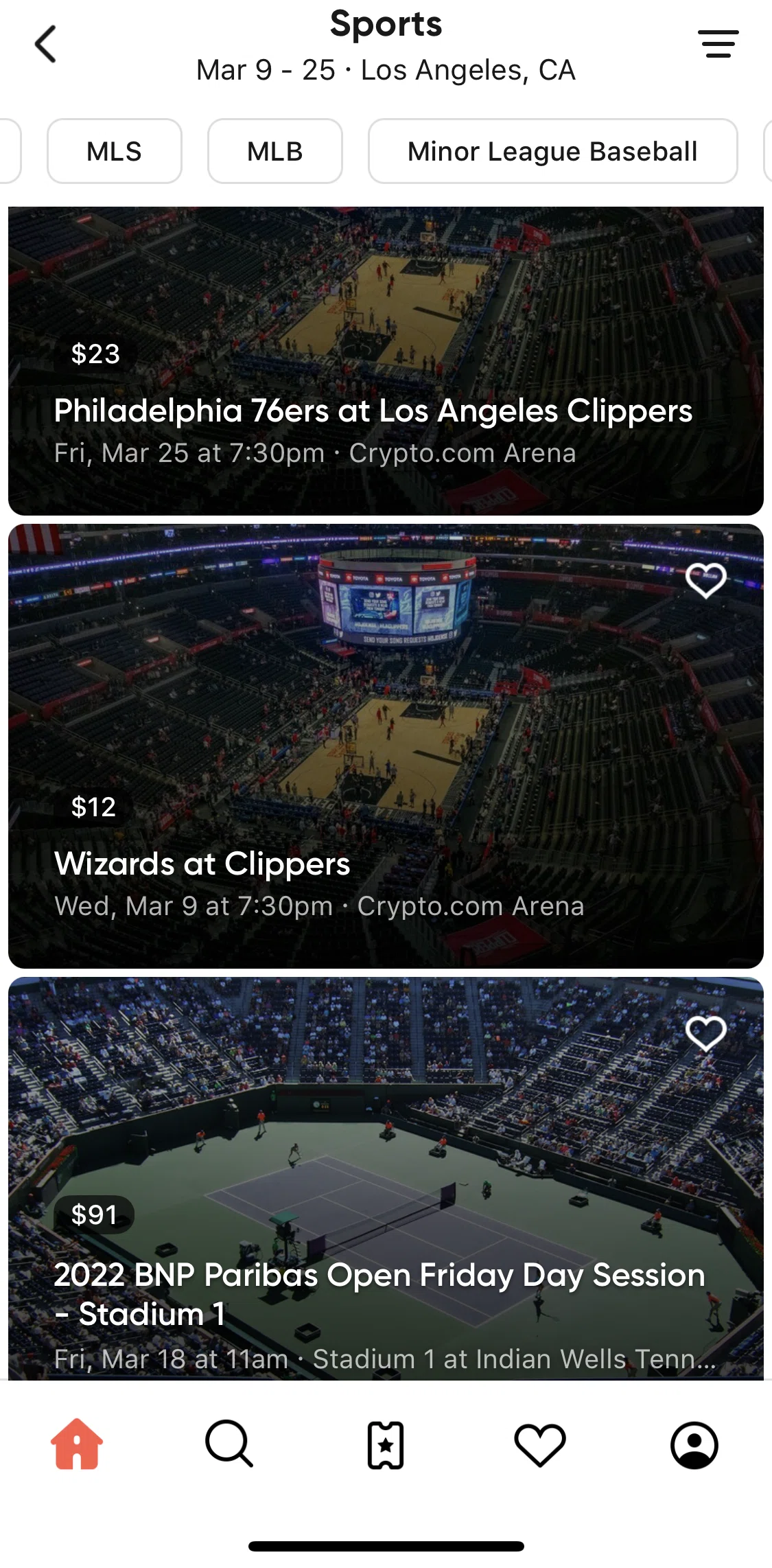 SeatGeek Screen screen in the Sports event detail flow