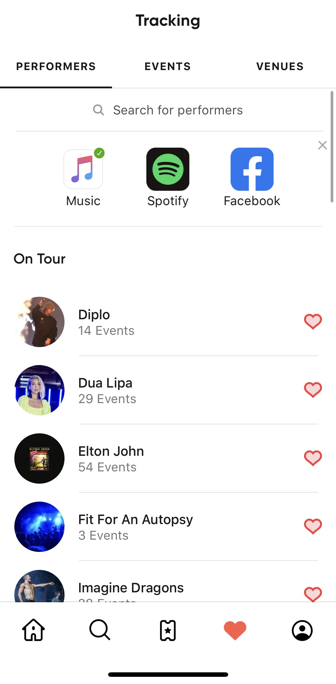 SeatGeek Screen screen in the Tracking flow