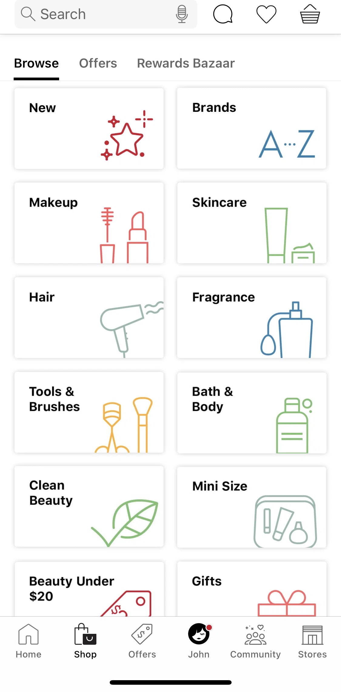 Sephora Screen screen in the Browse categories flow