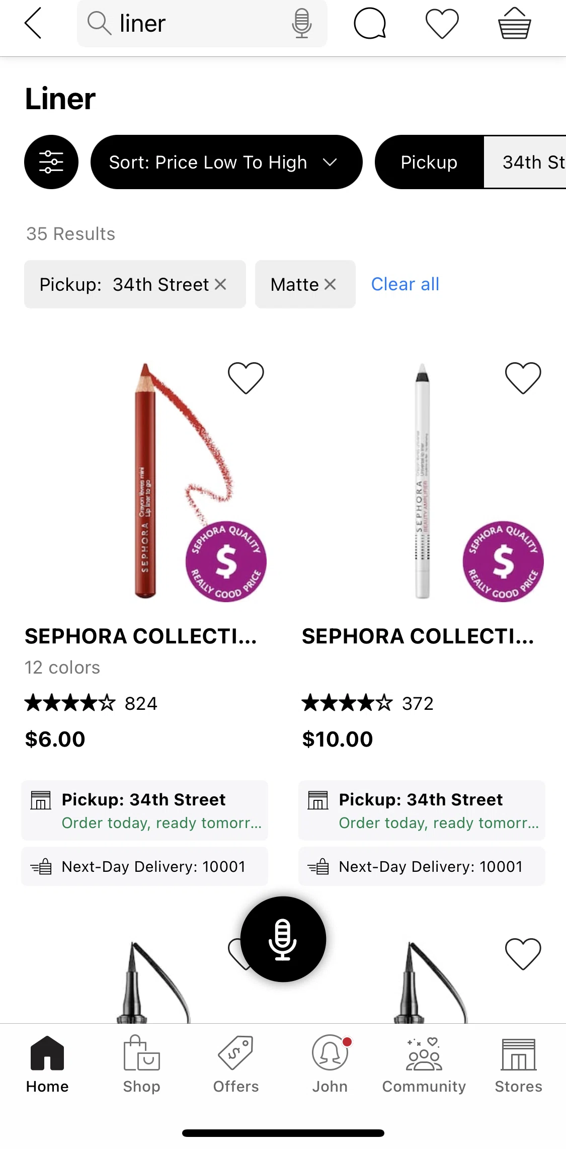 Sephora Screen screen in the Product detail flow
