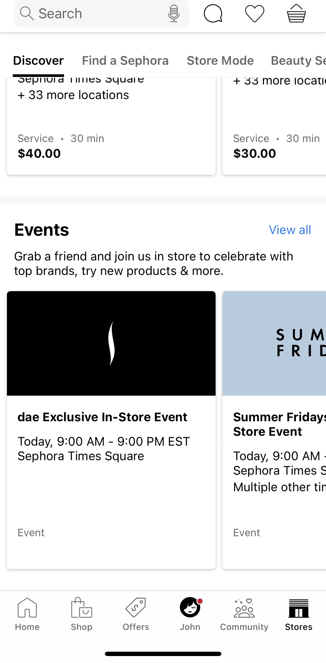 Sephora Screen screen in the Signing up for event flow
