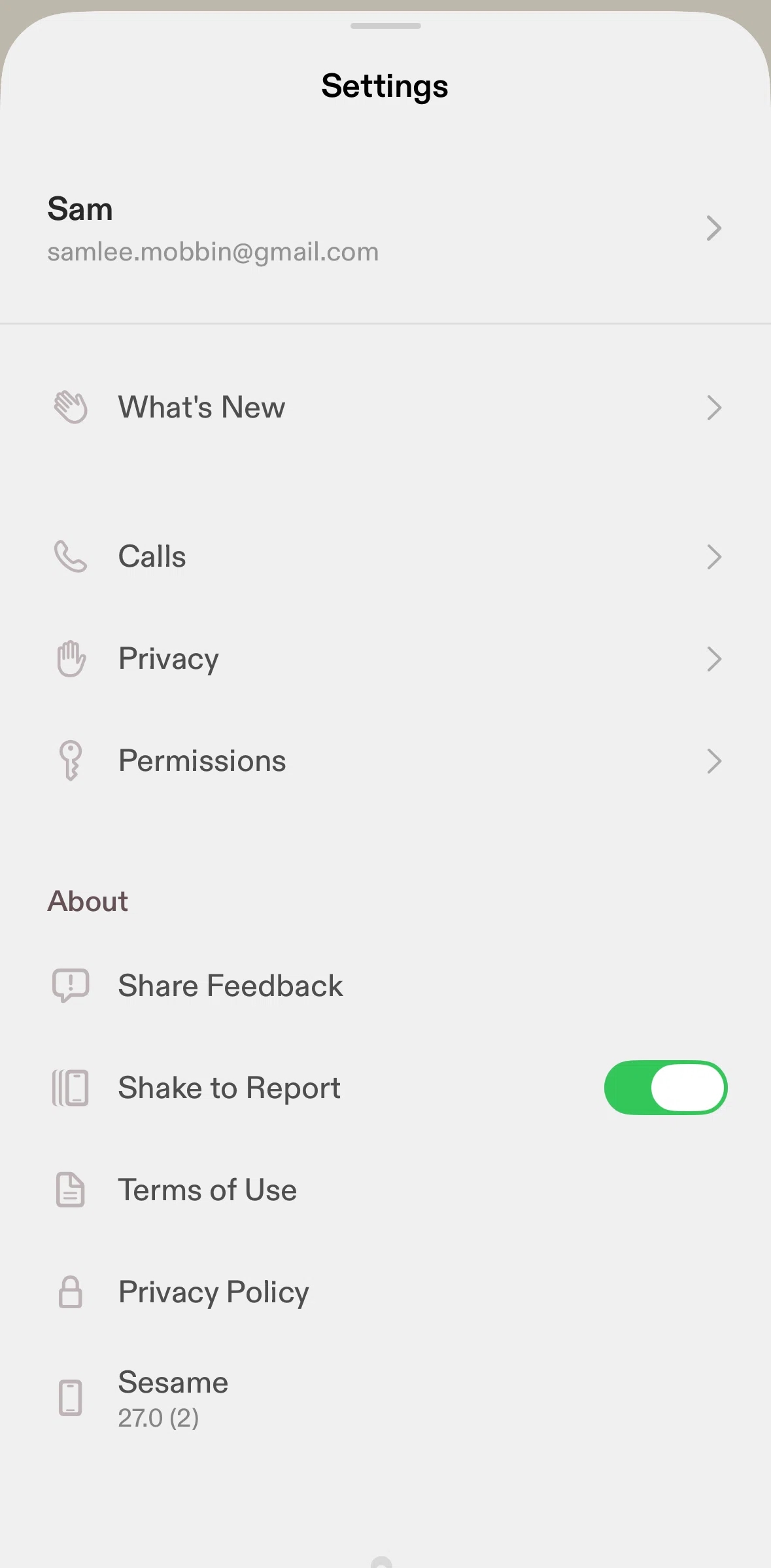 Sesame Screen screen in the Account flow