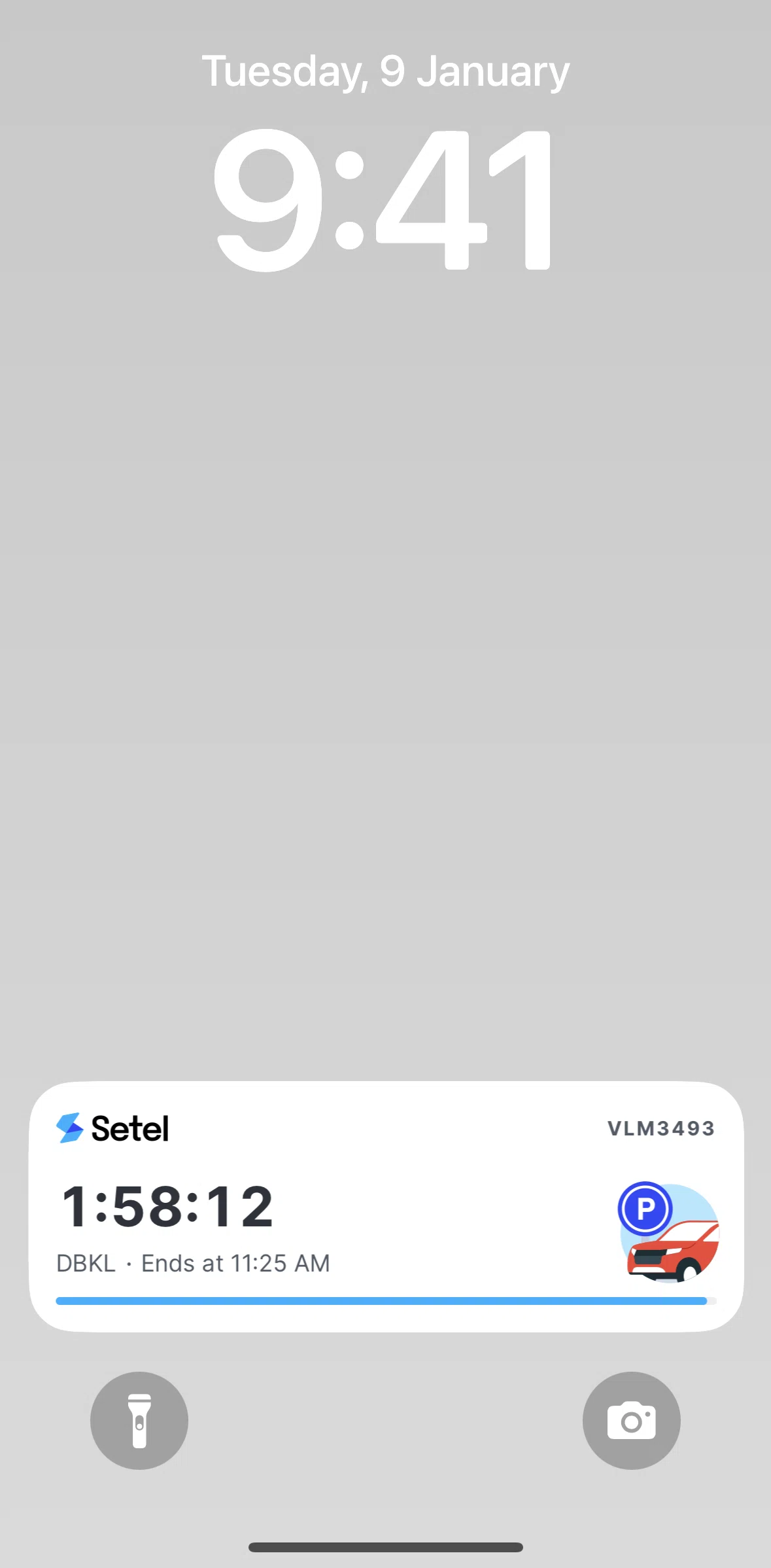 Setel Screen screen in the Live Activities flow