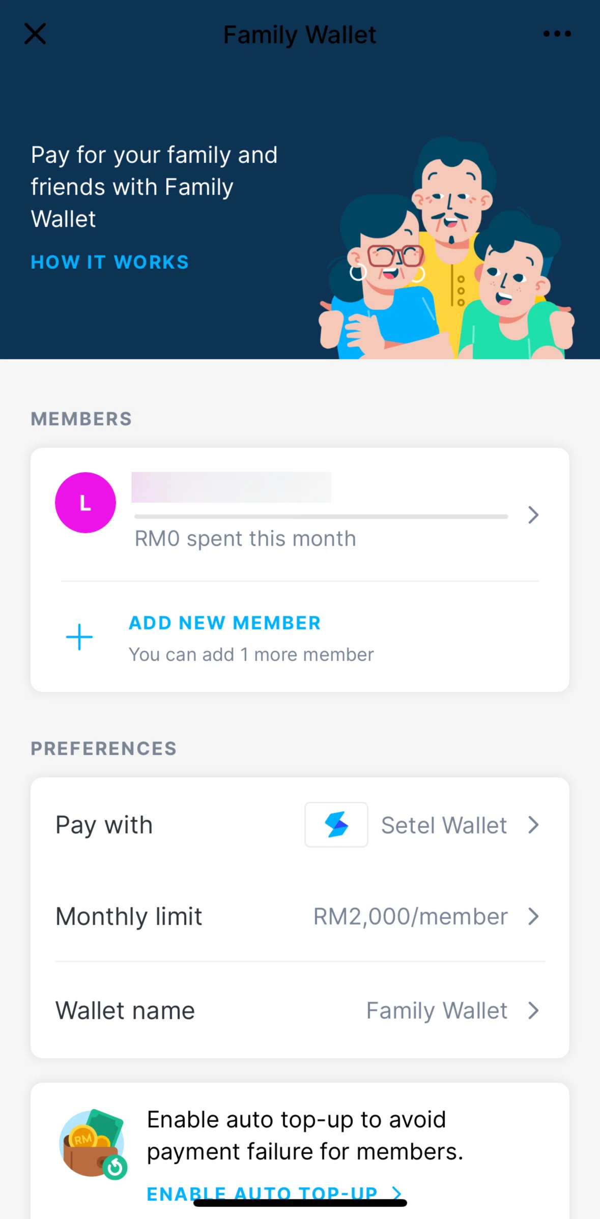 Setel Screen screen in the Setting monthly limit flow