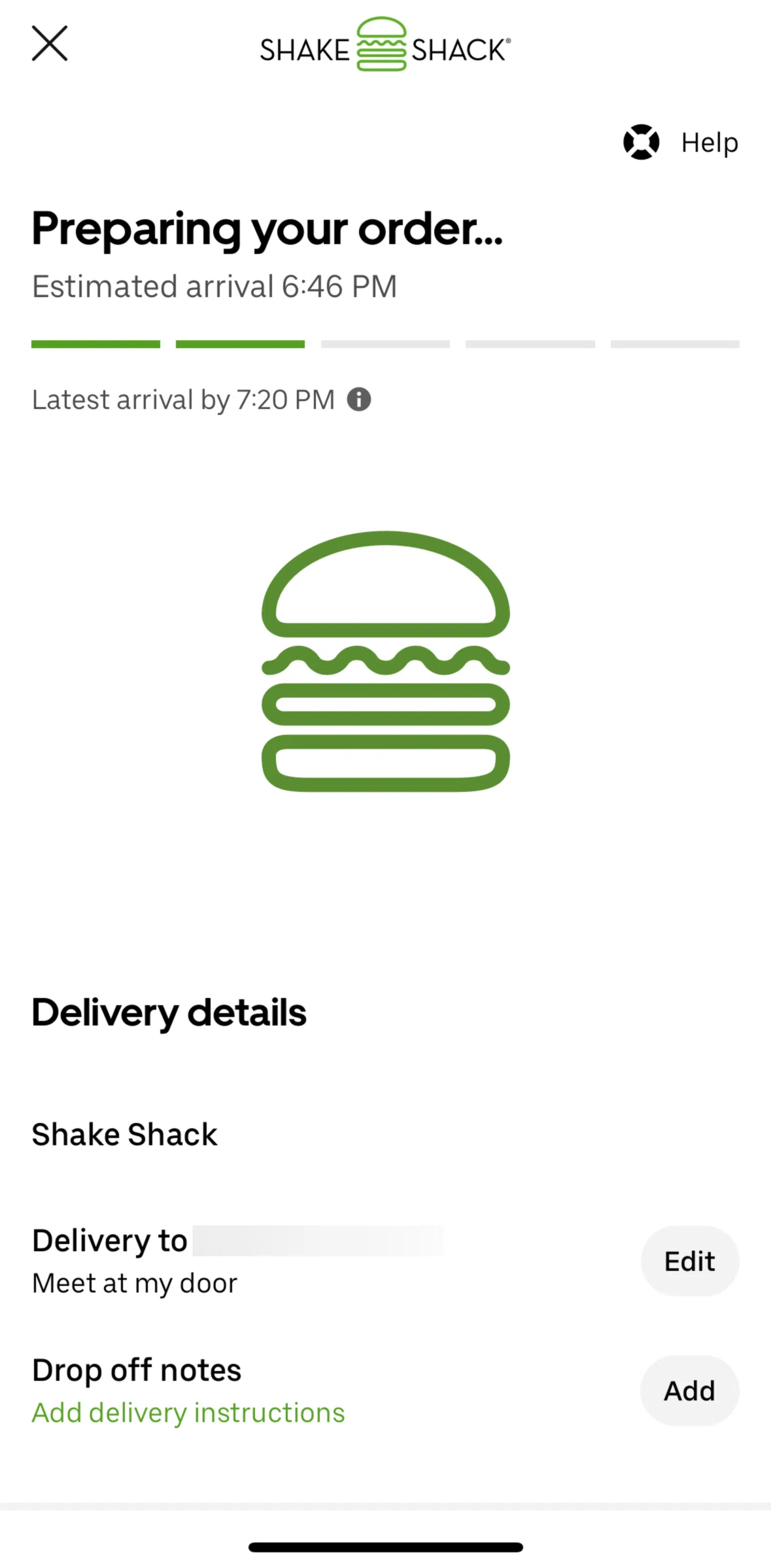 Shake Shack Screen screen in the Latest arrival information flow