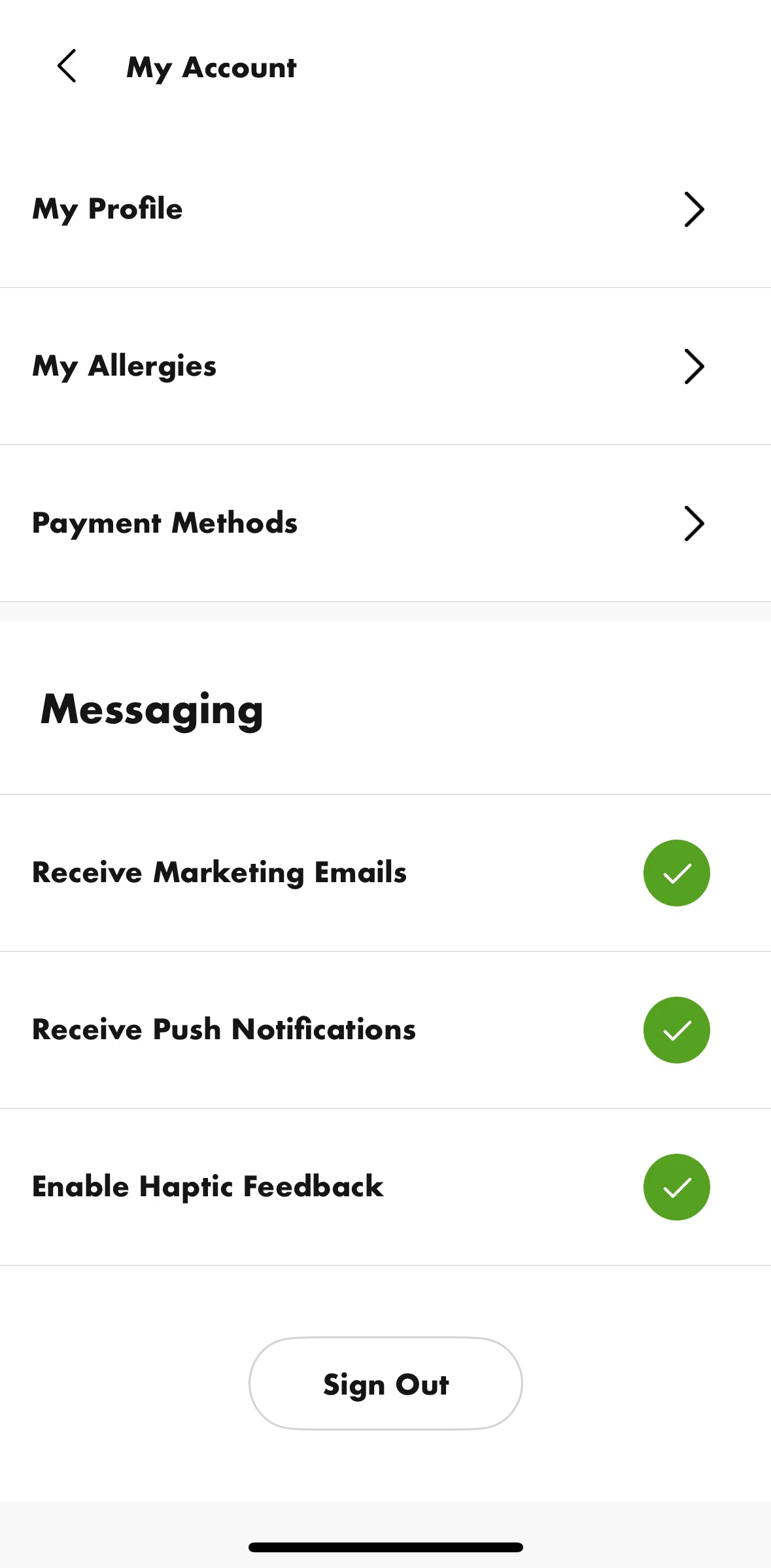 Shake Shack Screen screen in the Logging out flow