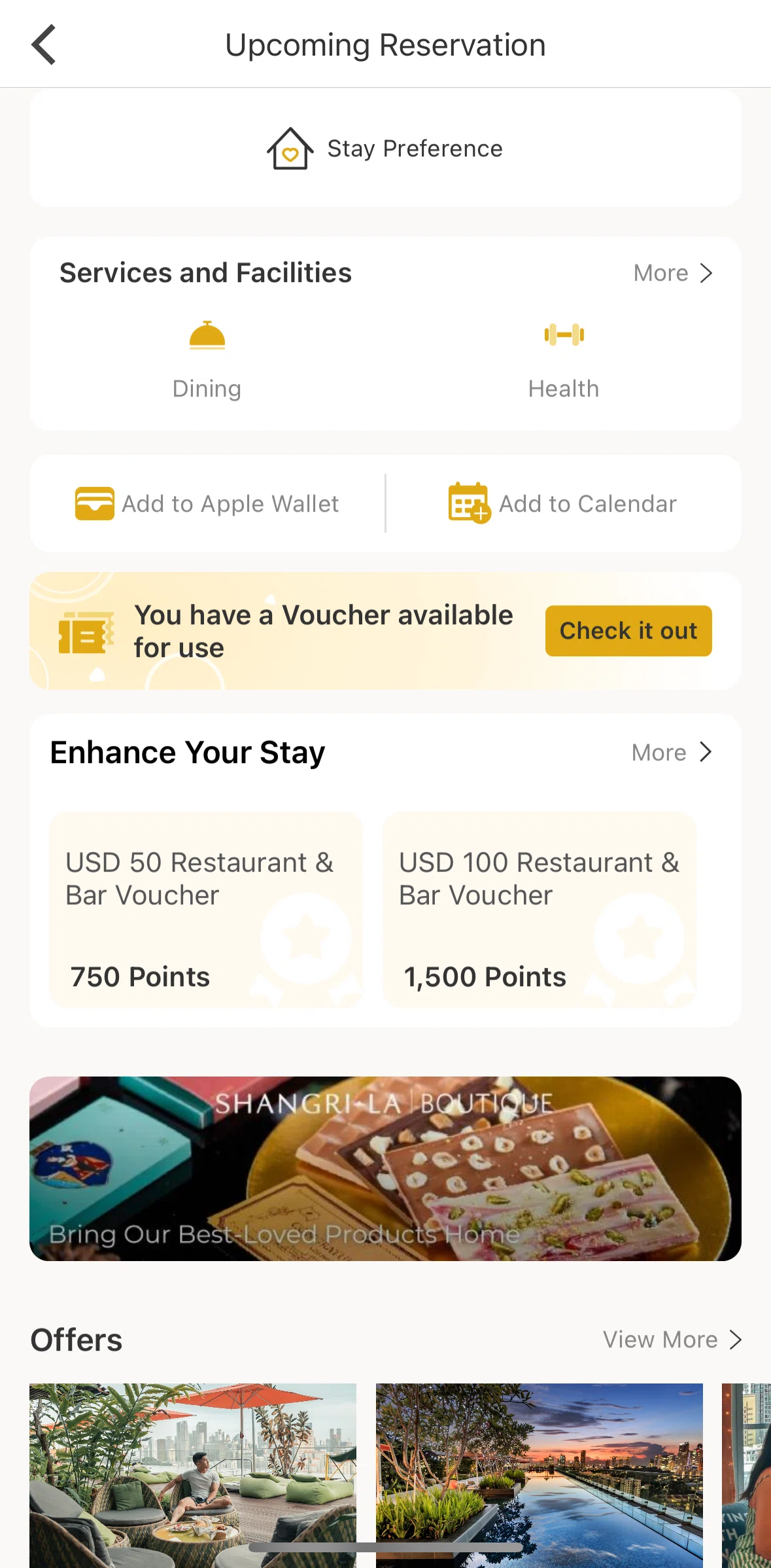 Shangri-La Circle Screen screen in the Redeem a voucher flow