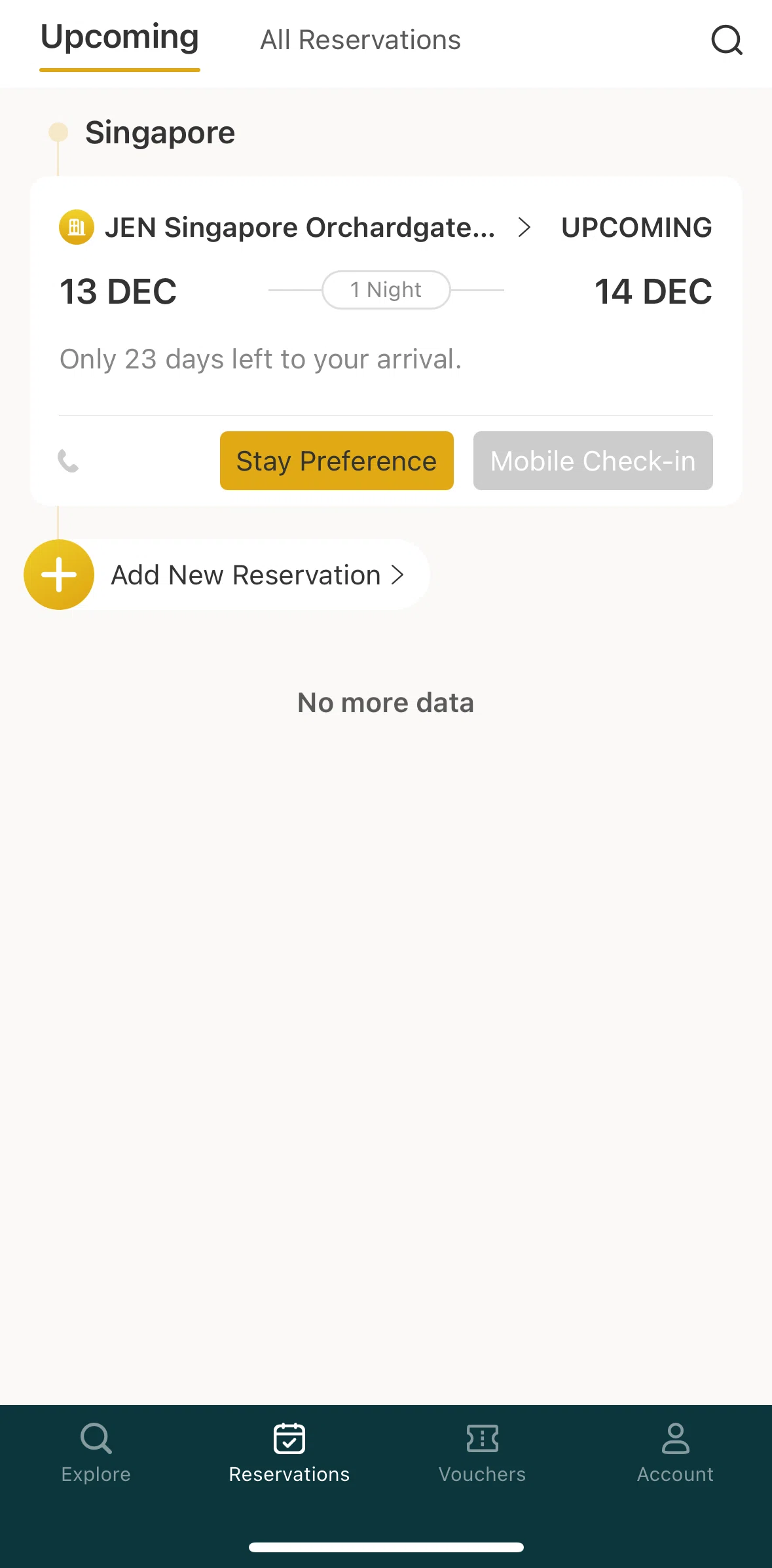 Shangri-La Circle Screen screen in the Upcoming reservation flow
