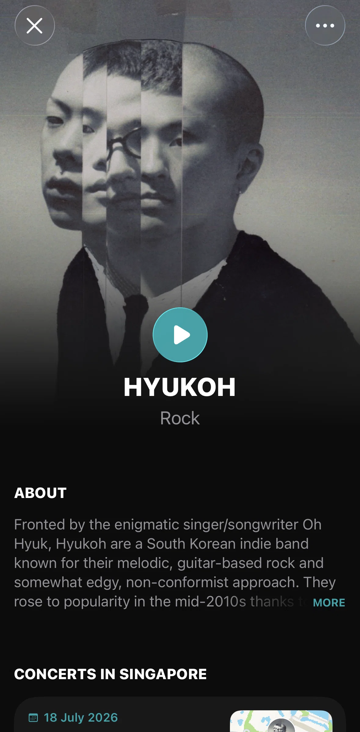 Shazam Screen screen in the Artist information flow
